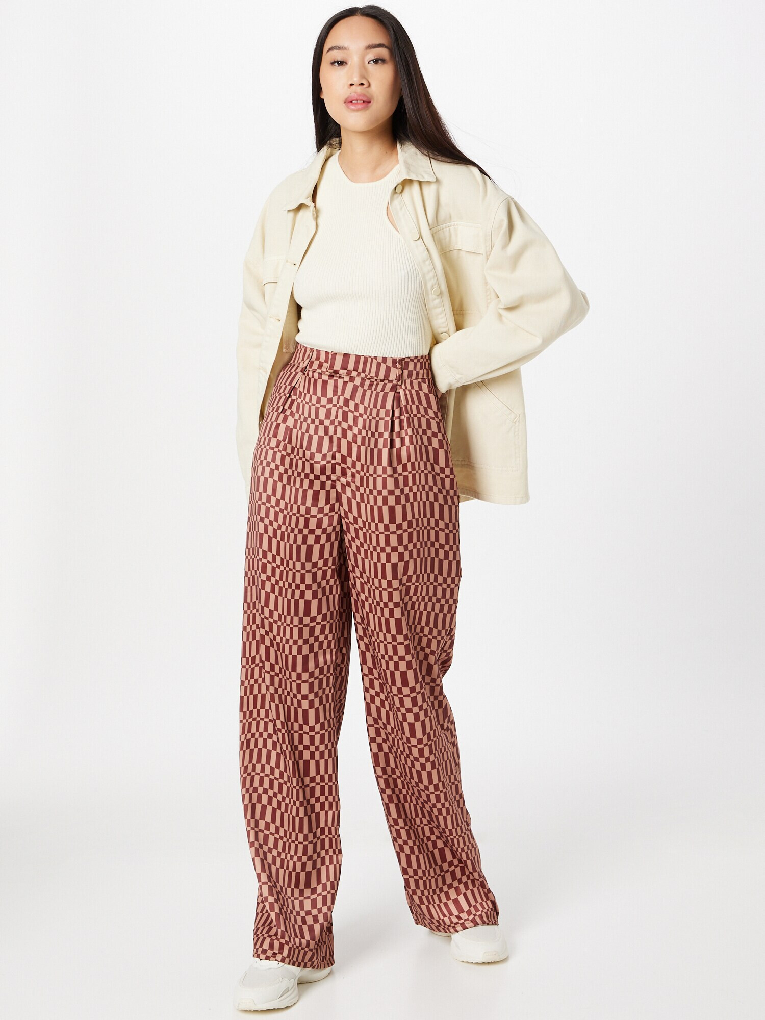 Missguided Pantaloni cutați maro / roz - Pled.ro