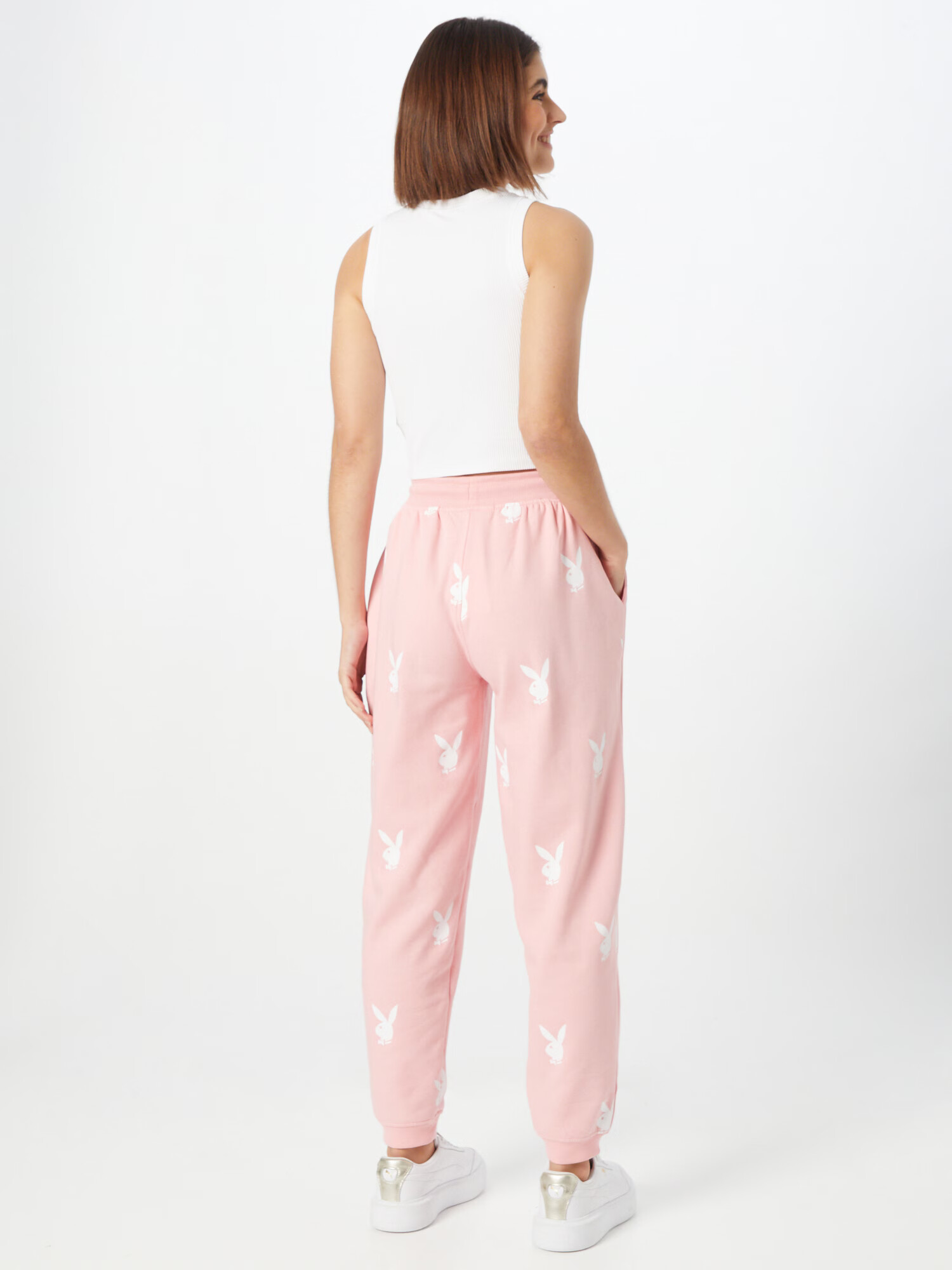 Missguided Pantaloni roz deschis / alb - Pled.ro