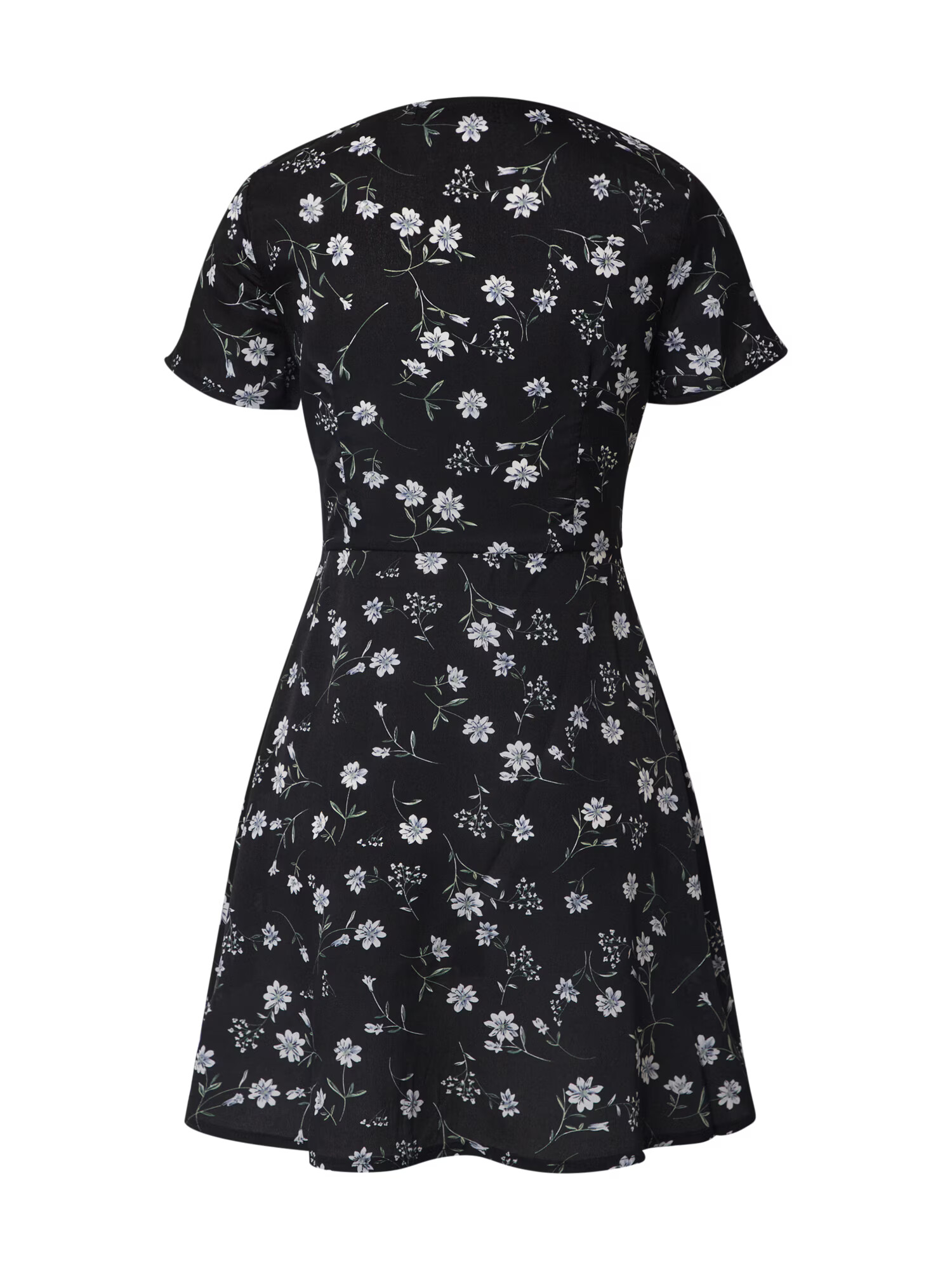 Missguided Rochie de vară 'BUTTON THROUGH TEA DRESS SS FLORAL' negru - Pled.ro