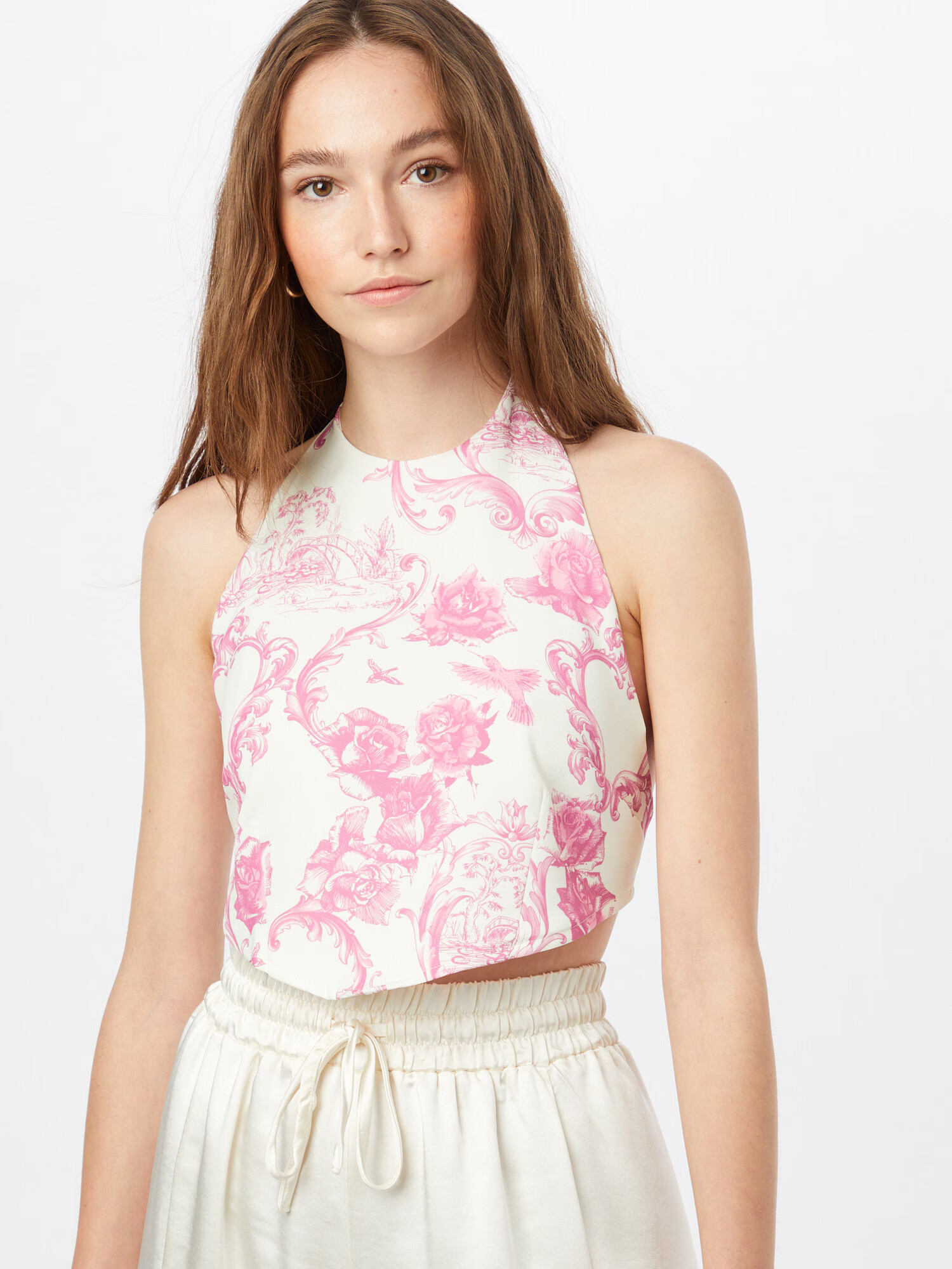 Missguided Top 'HANKY' roz / alb - Pled.ro