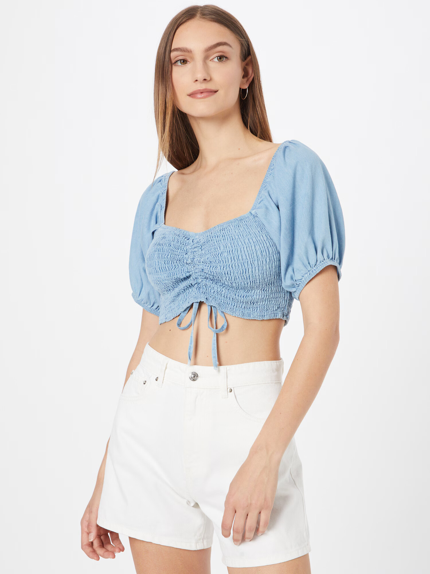 Missguided Tricou 'CHAMBRAY' albastru deschis - Pled.ro