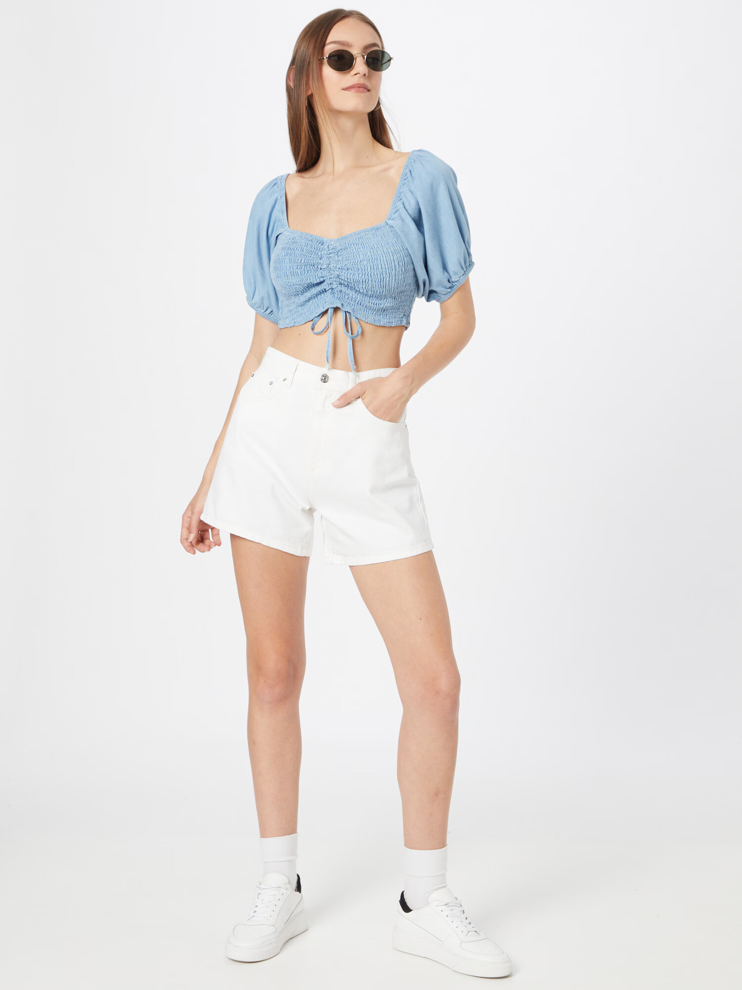 Missguided Tricou 'CHAMBRAY' albastru deschis - Pled.ro