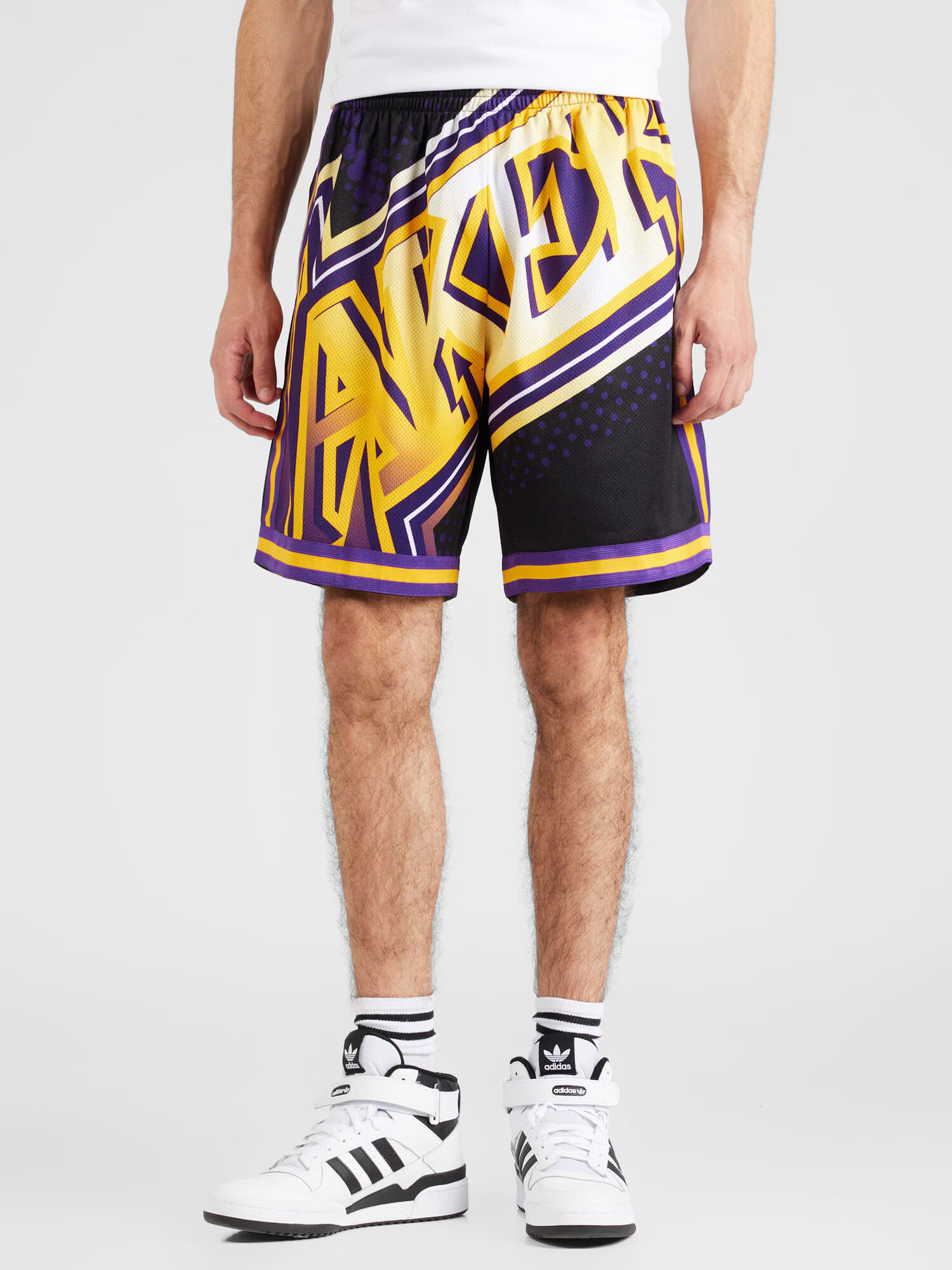 Mitchell & Ness Pantaloni sport 'NBA LAKERS' mov închis / portocaliu / negru / alb - Pled.ro