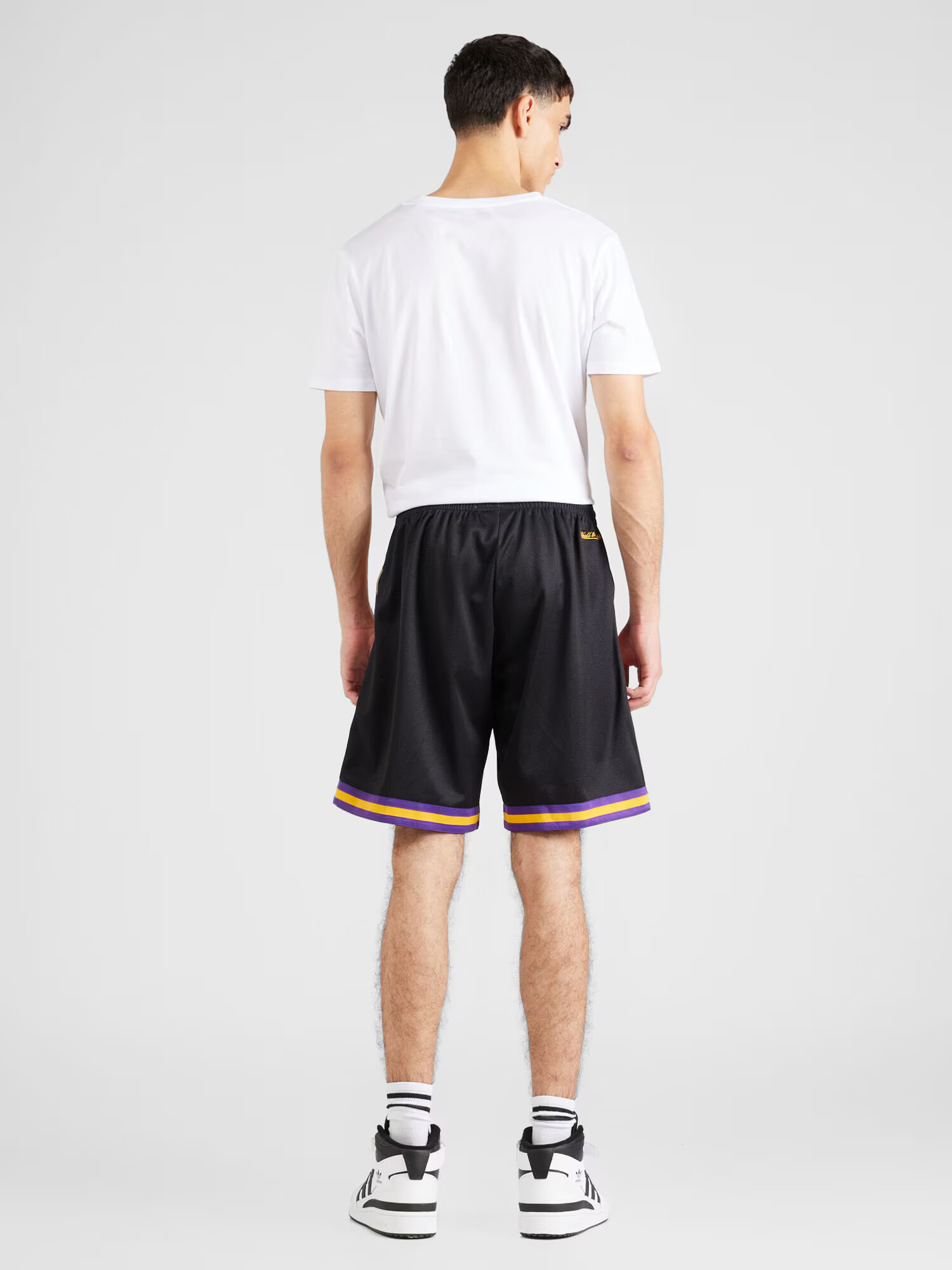 Mitchell & Ness Pantaloni sport 'NBA LAKERS' mov închis / portocaliu / negru / alb - Pled.ro