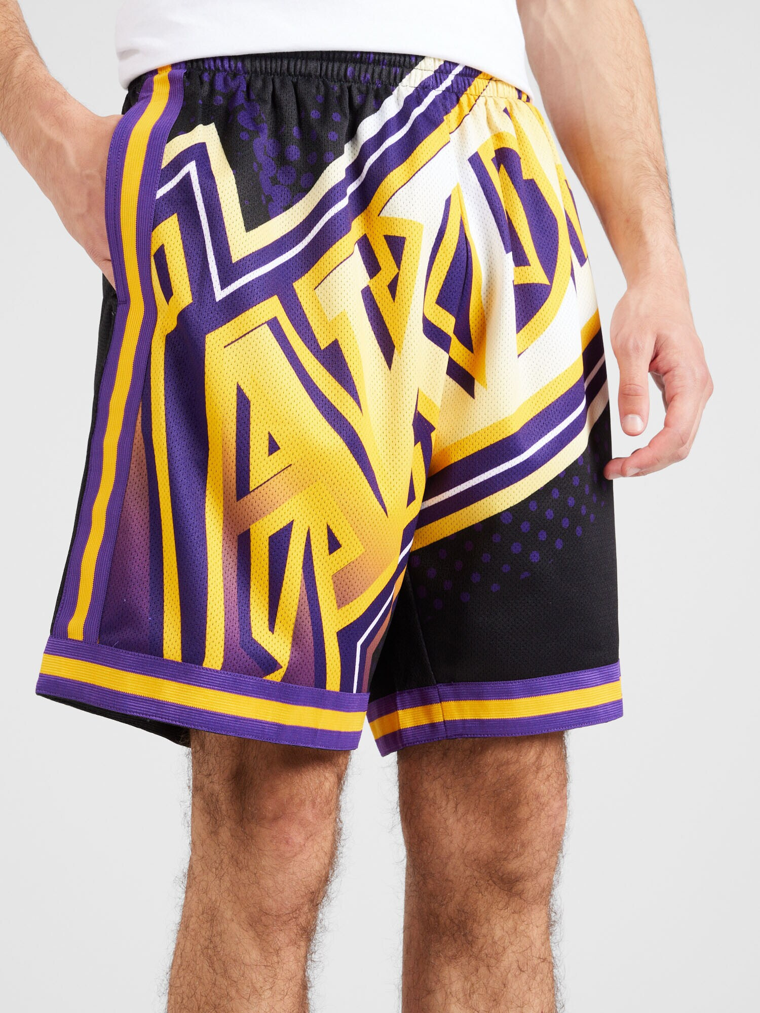 Mitchell & Ness Pantaloni sport 'NBA LAKERS' mov închis / portocaliu / negru / alb - Pled.ro