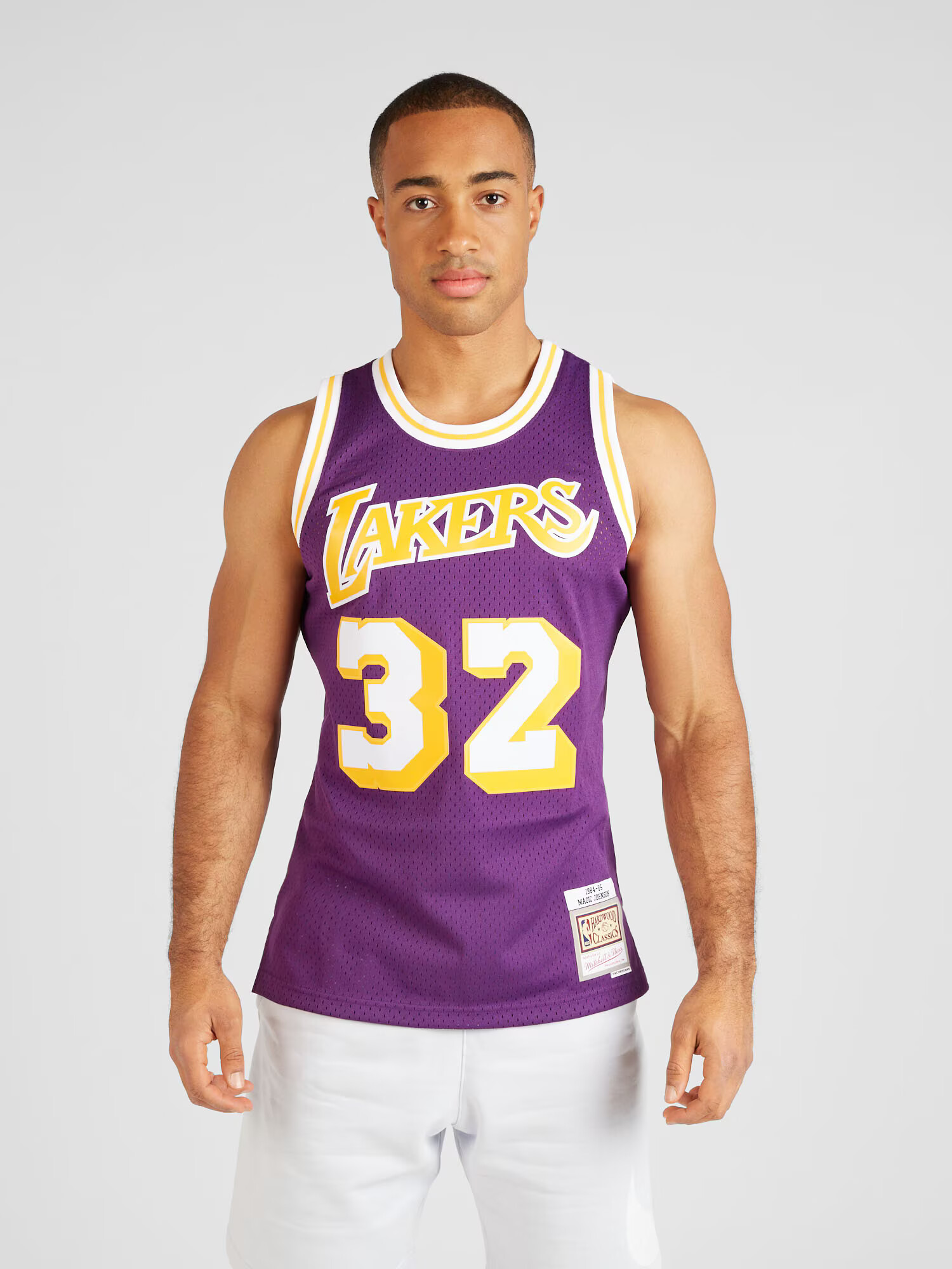 Mitchell & Ness Tricou funcțional 'LOS ANGELES LAKERS - MAGIC JOHNSON' galben auriu / mov vânătă / alb - Pled.ro