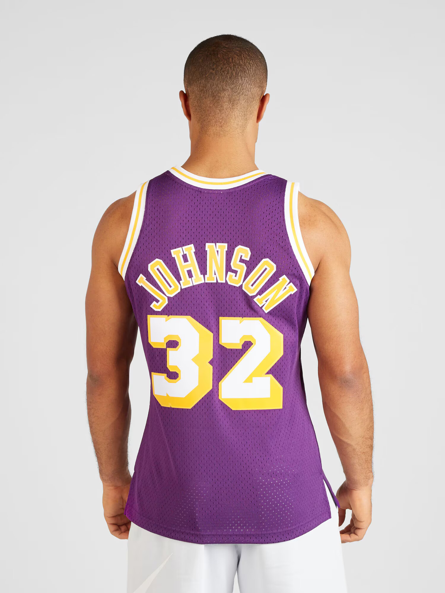 Mitchell & Ness Tricou funcțional 'LOS ANGELES LAKERS - MAGIC JOHNSON' galben auriu / mov vânătă / alb - Pled.ro