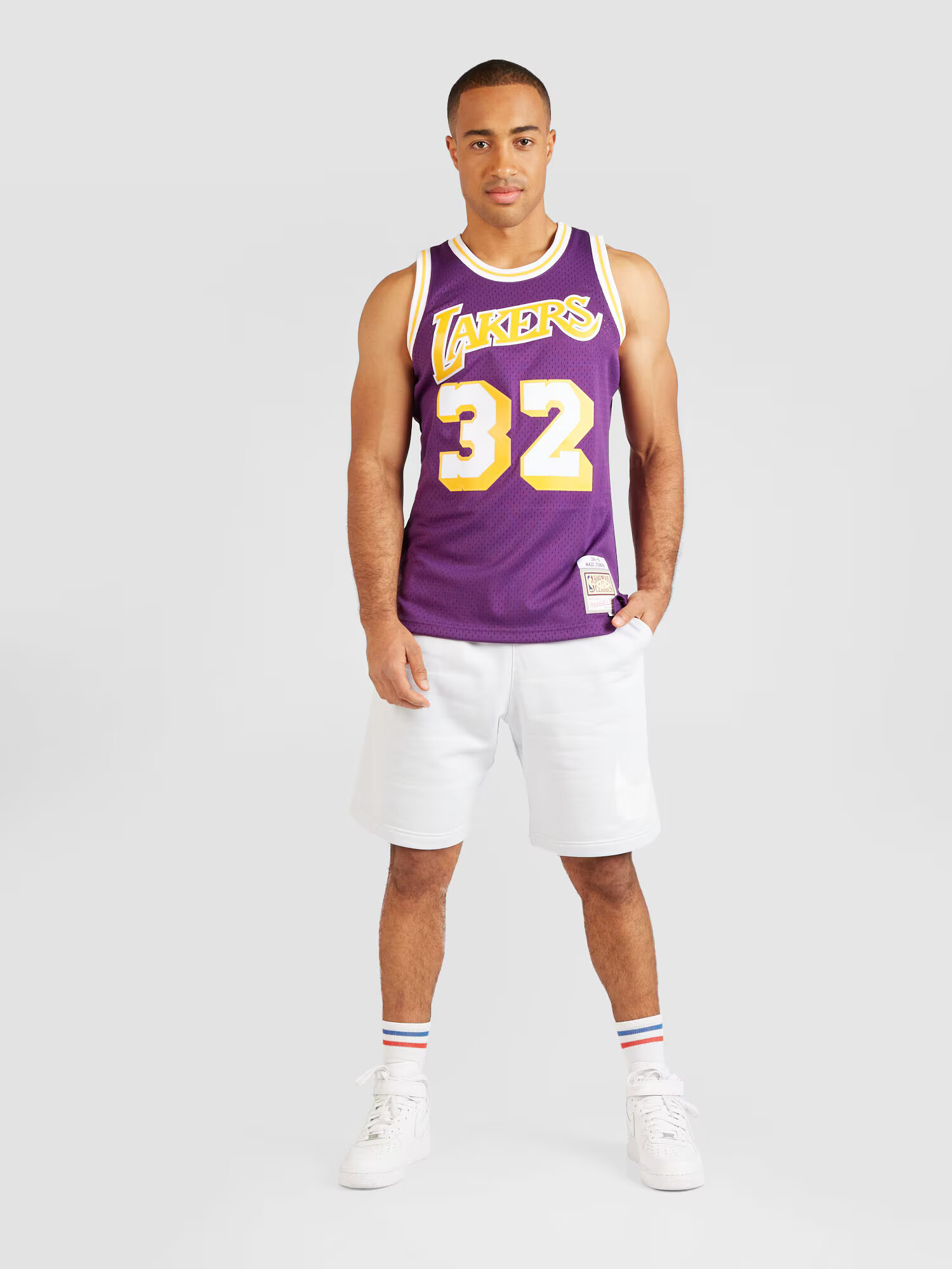 Mitchell & Ness Tricou funcțional 'LOS ANGELES LAKERS - MAGIC JOHNSON' galben auriu / mov vânătă / alb - Pled.ro