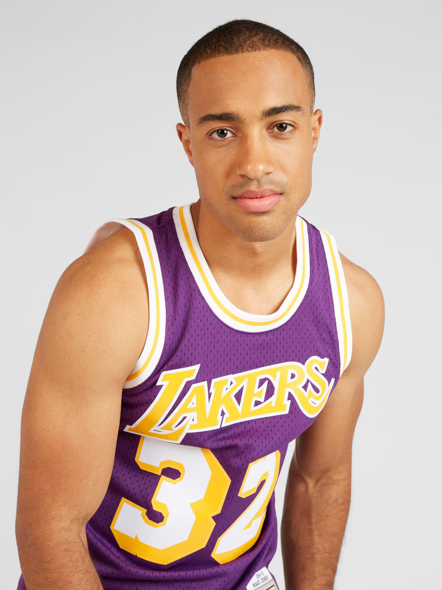 Mitchell & Ness Tricou funcțional 'LOS ANGELES LAKERS - MAGIC JOHNSON' galben auriu / mov vânătă / alb - Pled.ro