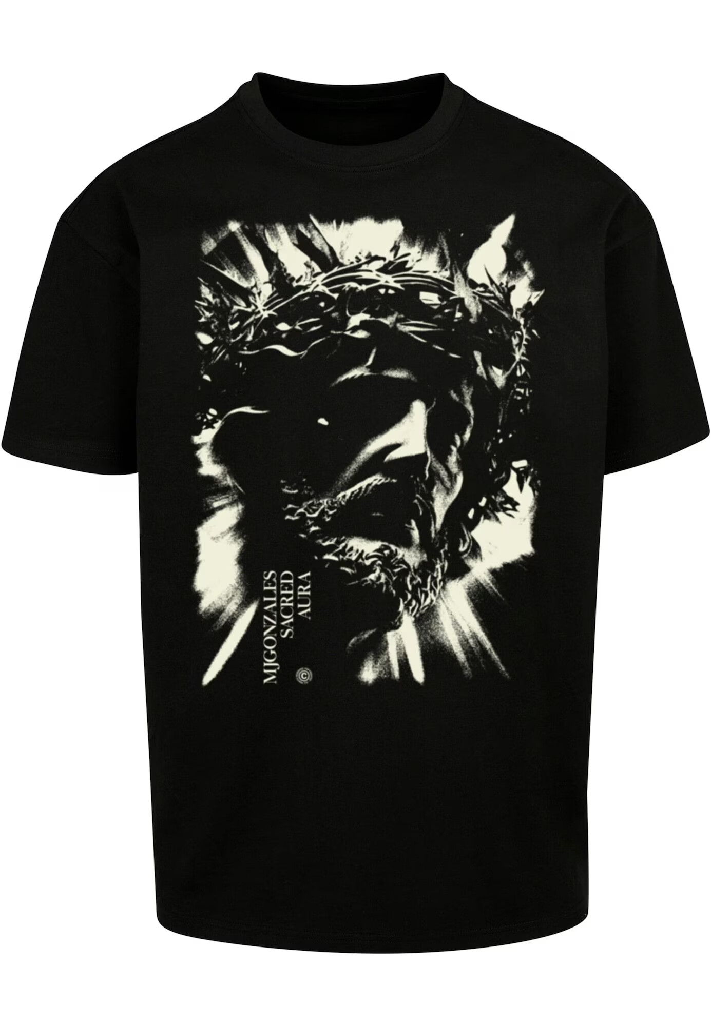 MJ Gonzales Tricou 'JESUS' negru / alb perlat - Pled.ro