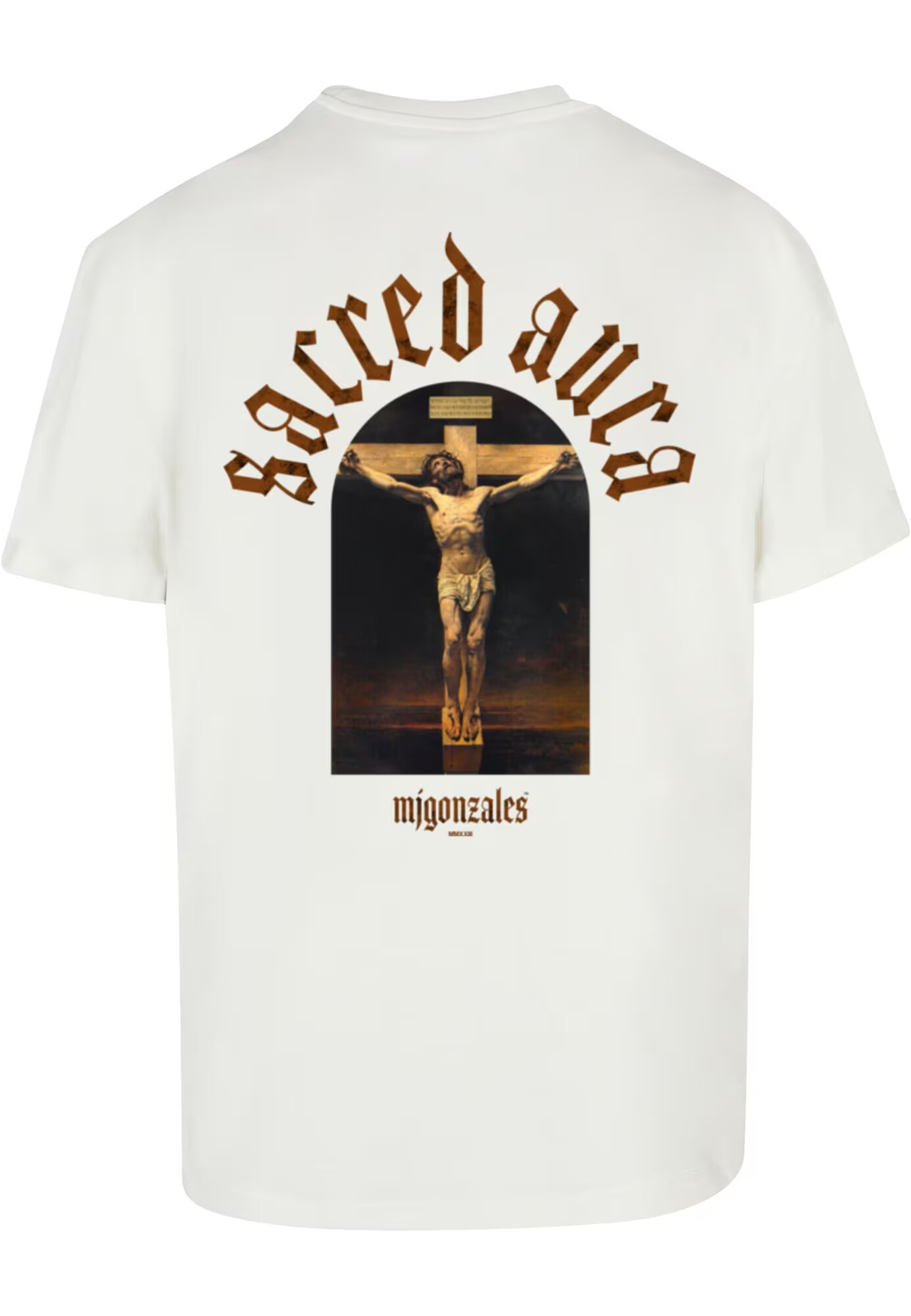 MJ Gonzales Tricou 'Sacred Aura x' ecru / maro coniac / negru - Pled.ro