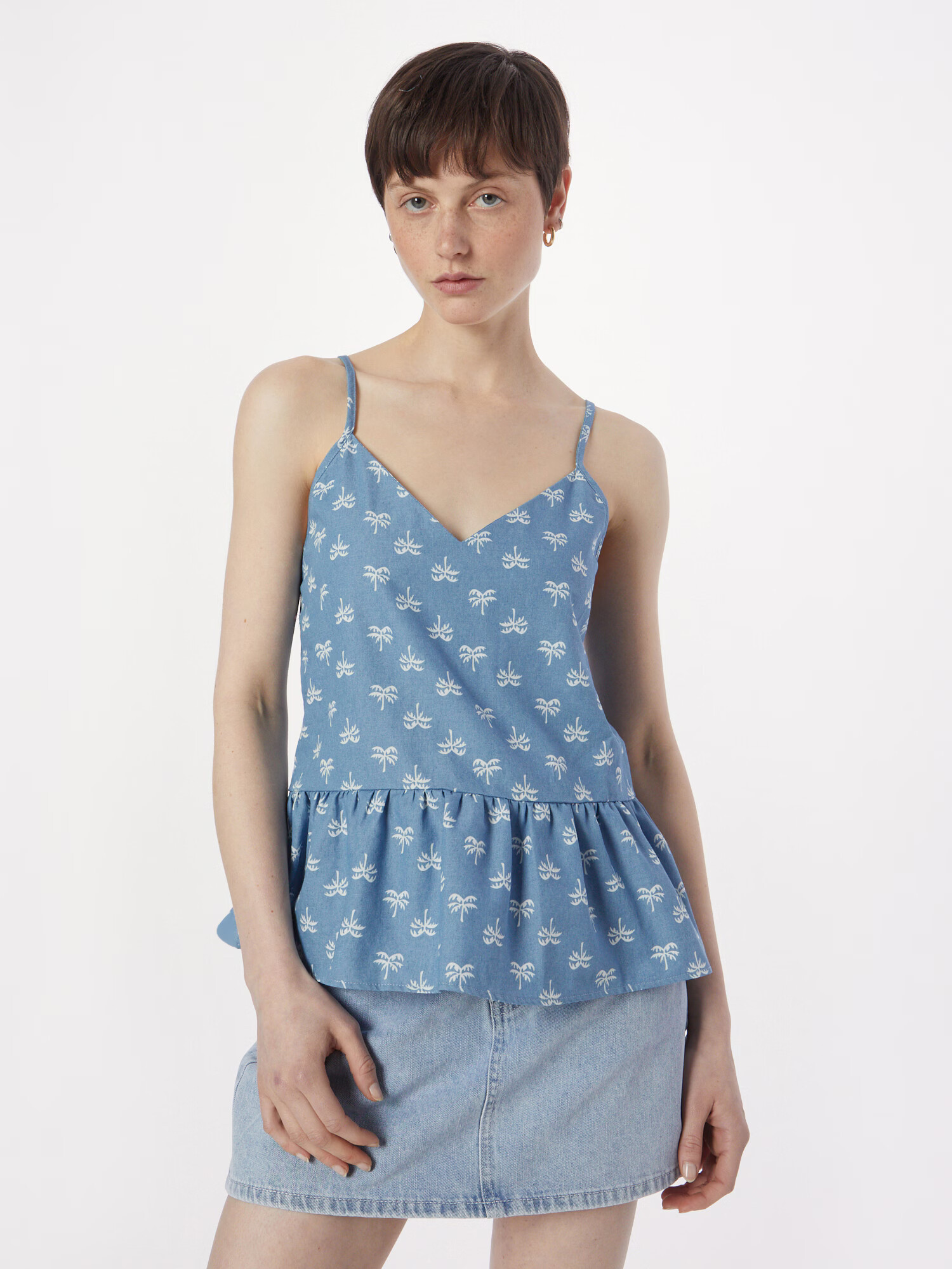 Molly BRACKEN Top albastru fumuriu / alb - Pled.ro