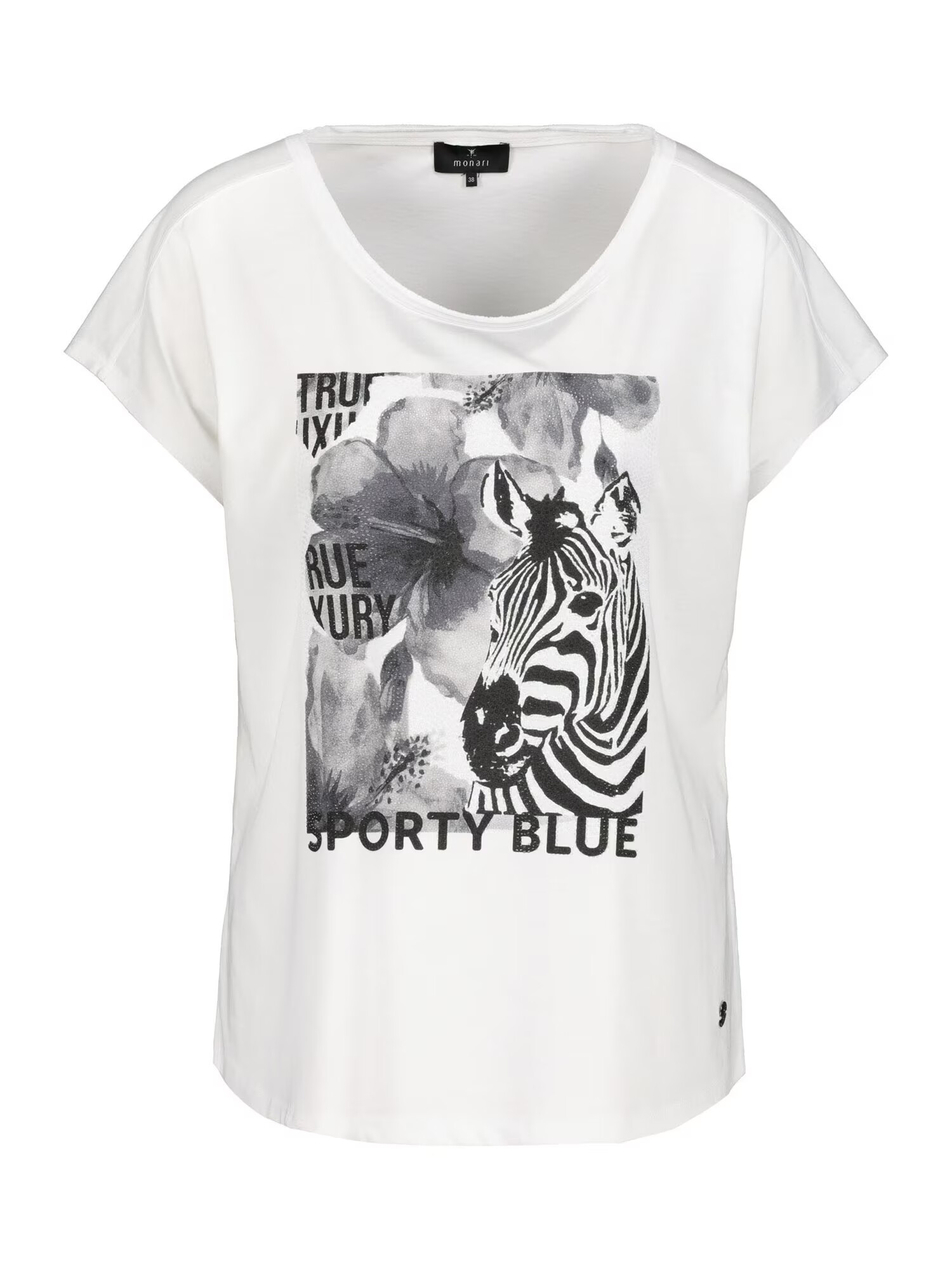 monari Tricou 'Zebra + Blume' gri / negru / alb - Pled.ro