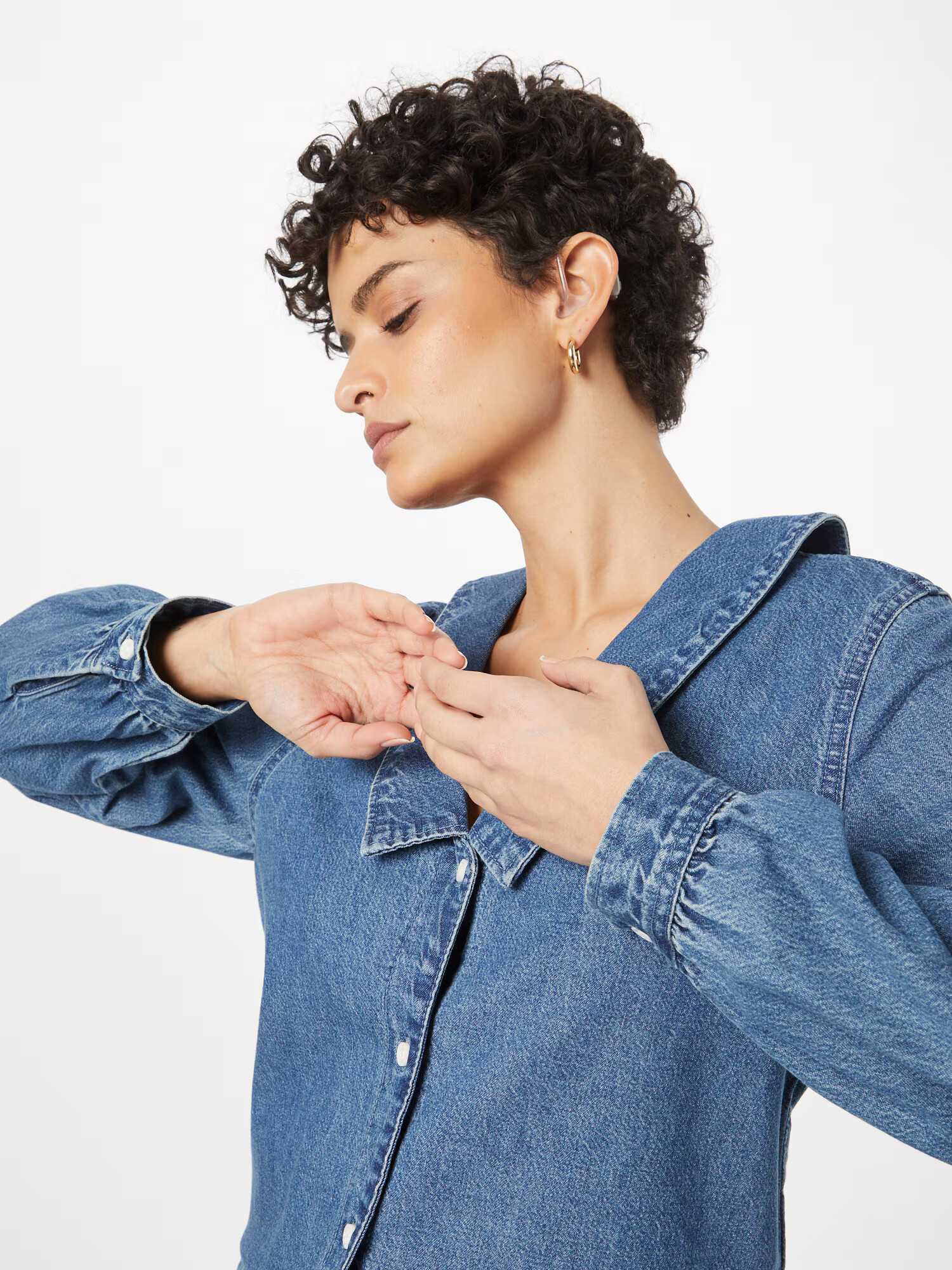 Monki Bluză albastru denim - Pled.ro