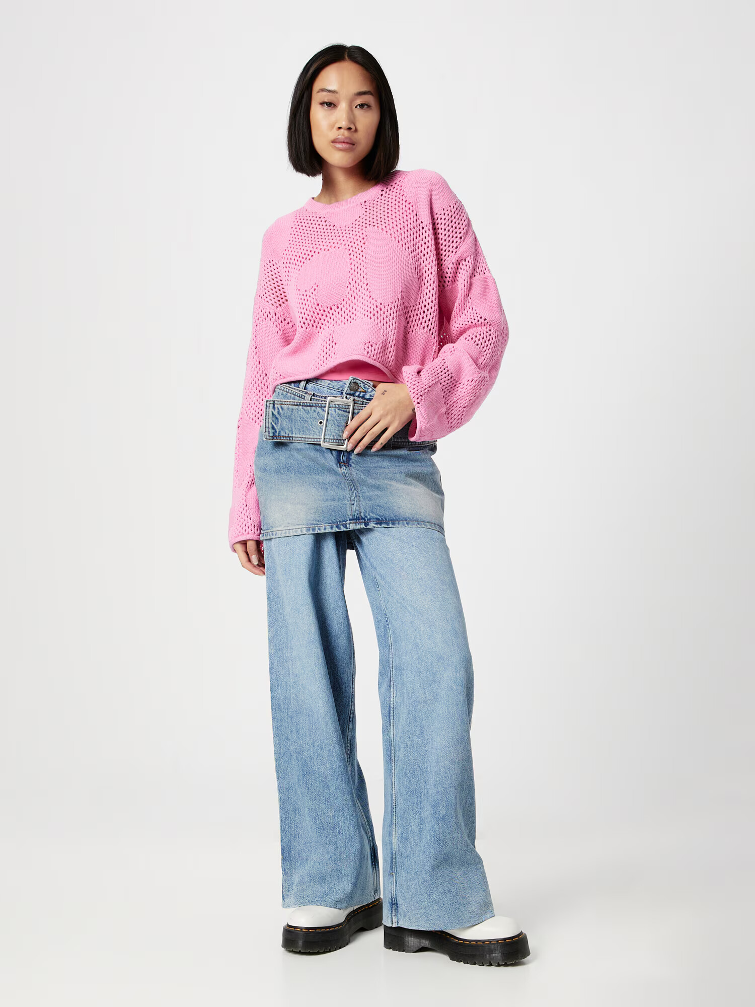 Monki Fustă albastru denim - Pled.ro