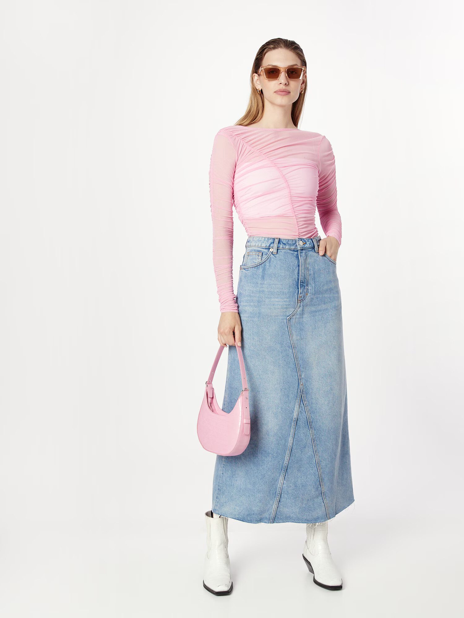 Monki Fustă albastru denim - Pled.ro