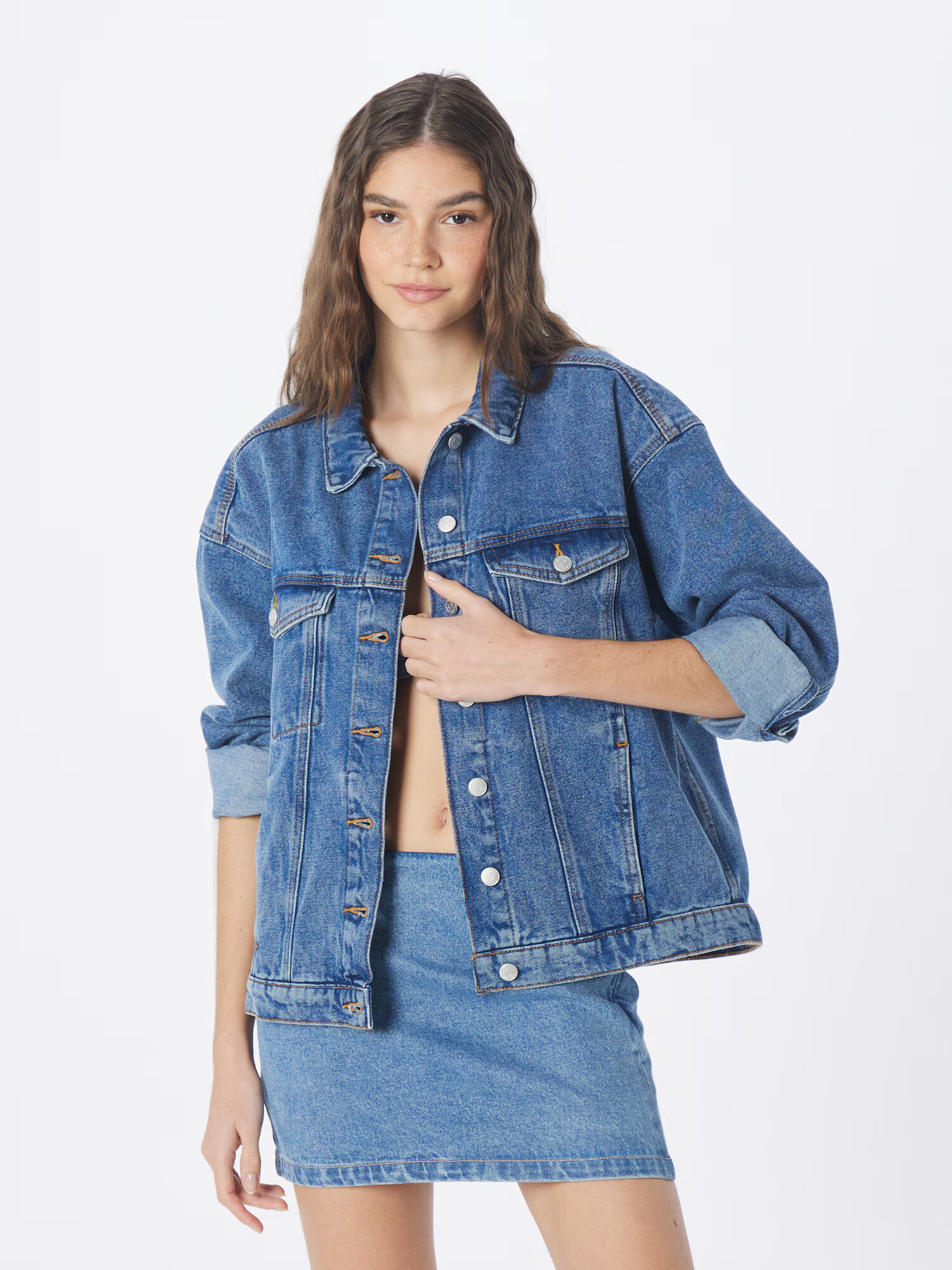 Monki Geacă de primăvară-toamnă albastru denim - Pled.ro