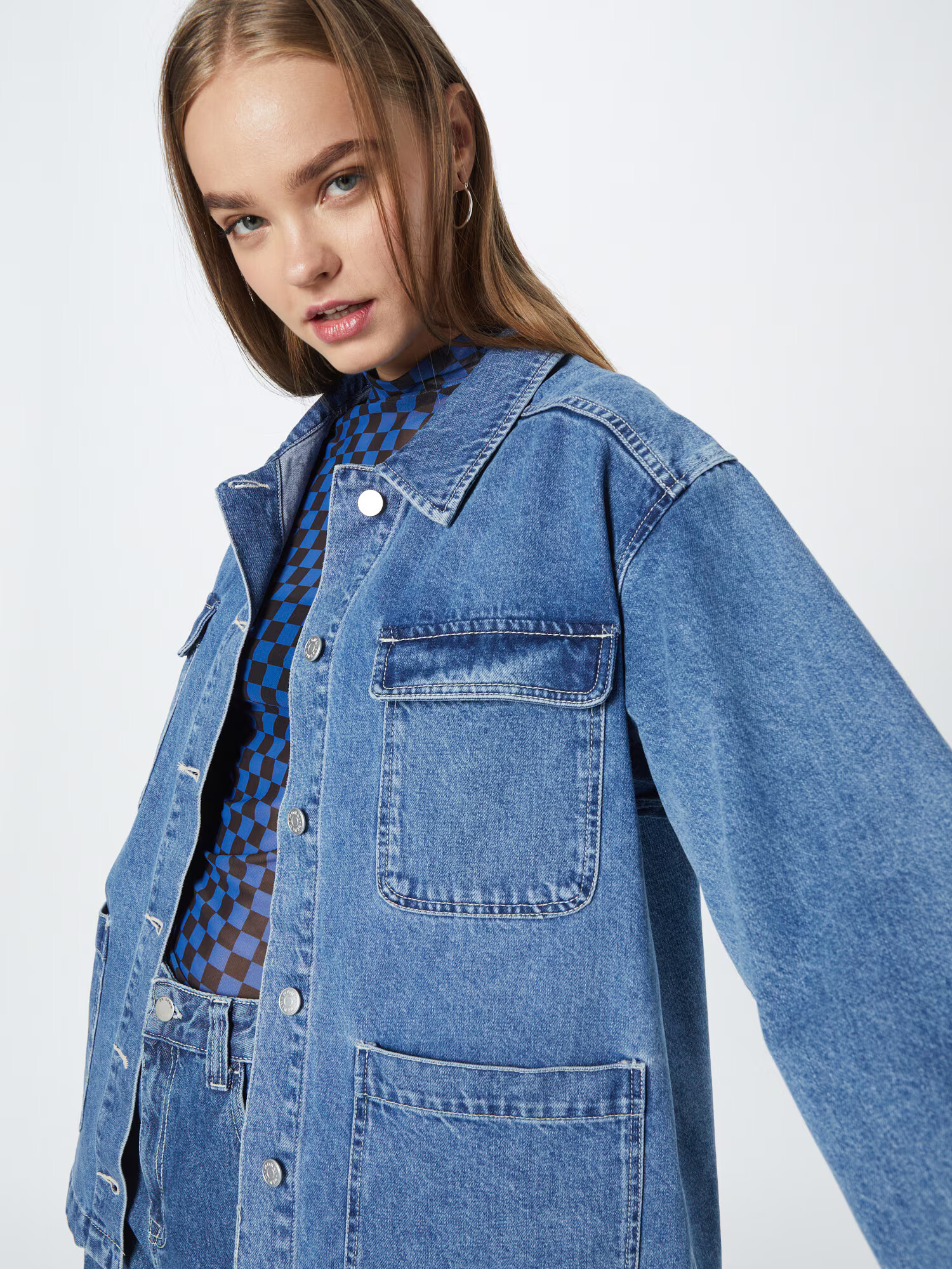 Monki Geacă de primăvară-toamnă albastru denim - Pled.ro