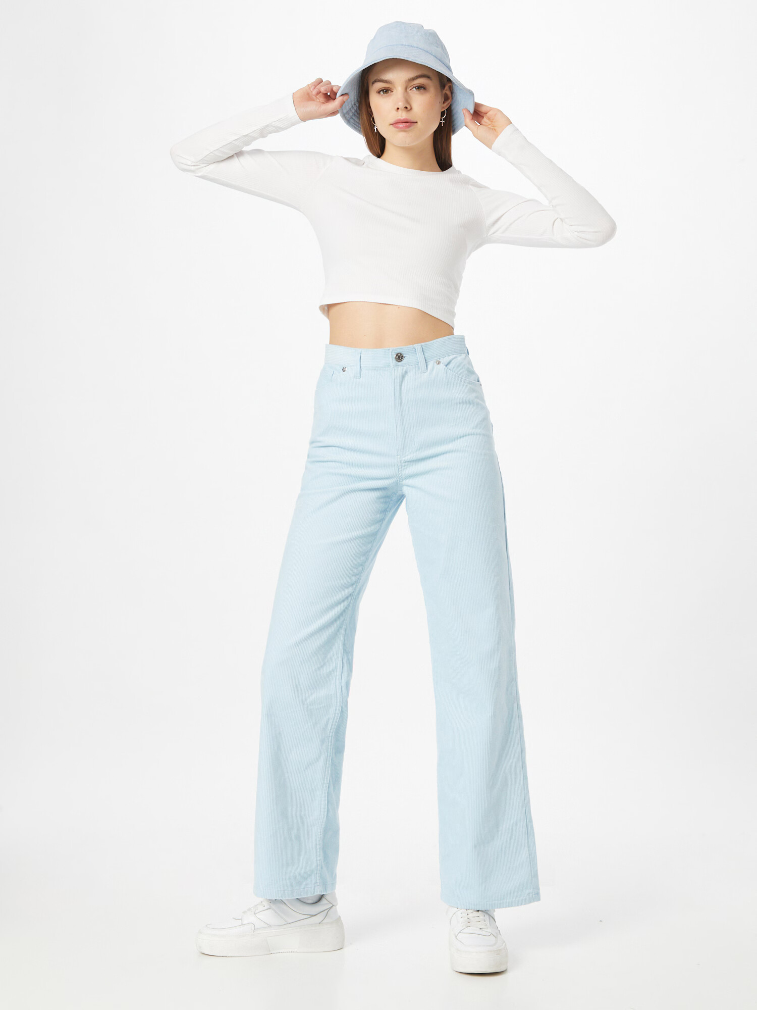 Monki Pantaloni albastru deschis - Pled.ro