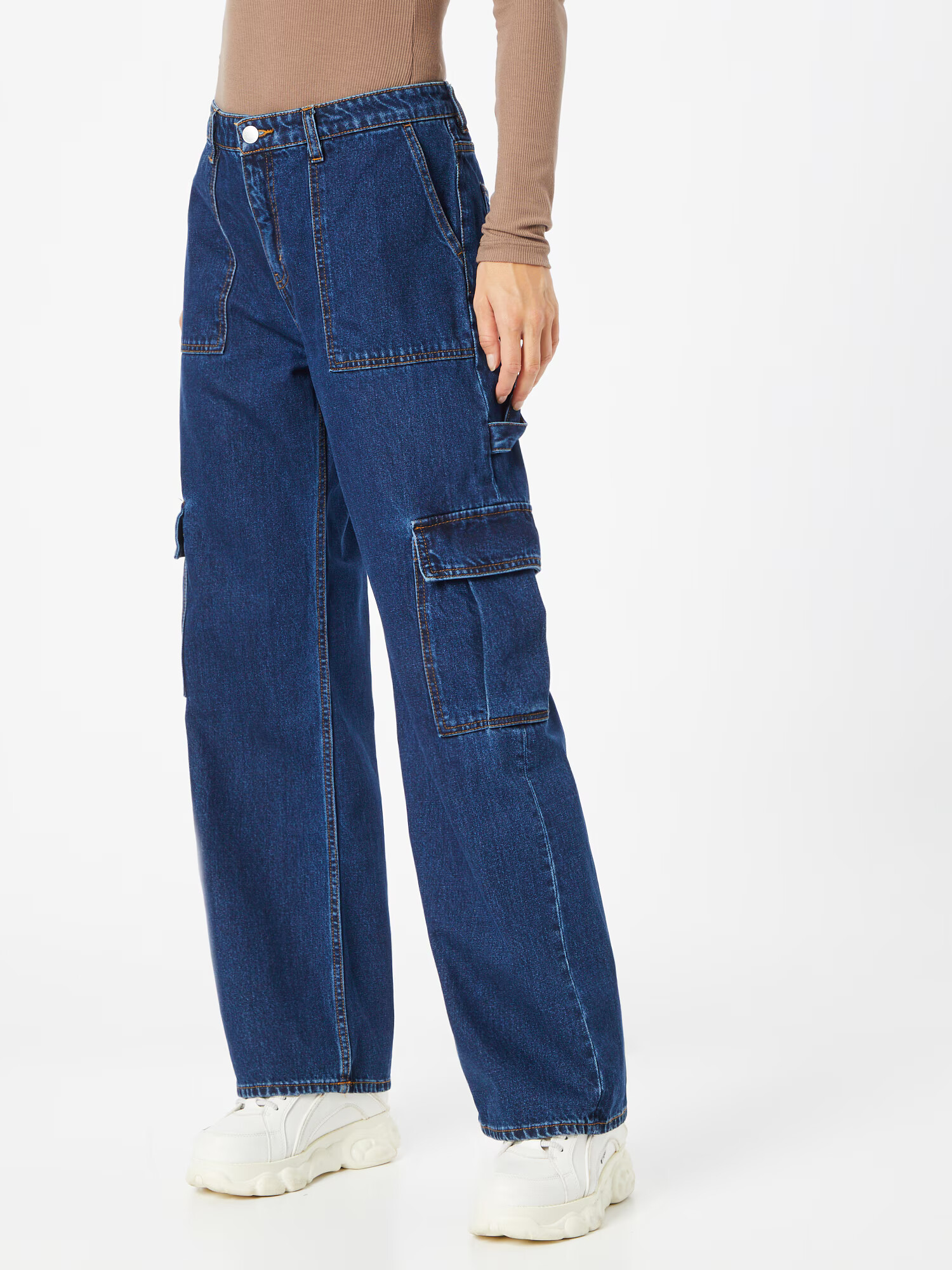 Monki Pantaloni eleganți albastru denim - Pled.ro