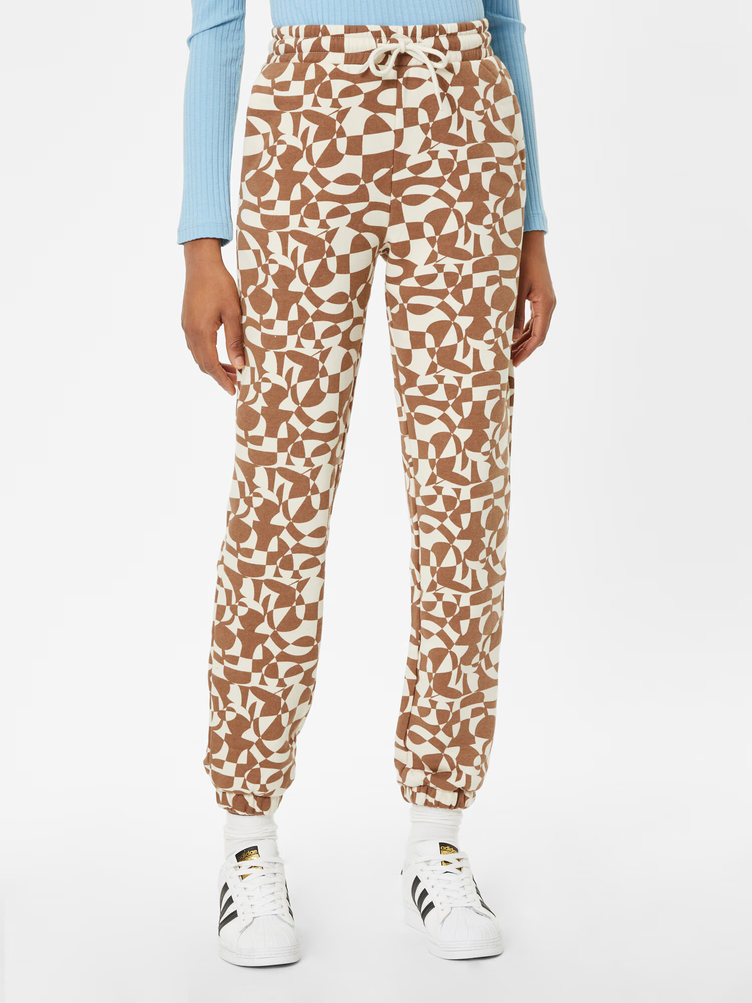 Monki Pantaloni maro deschis / alb - Pled.ro