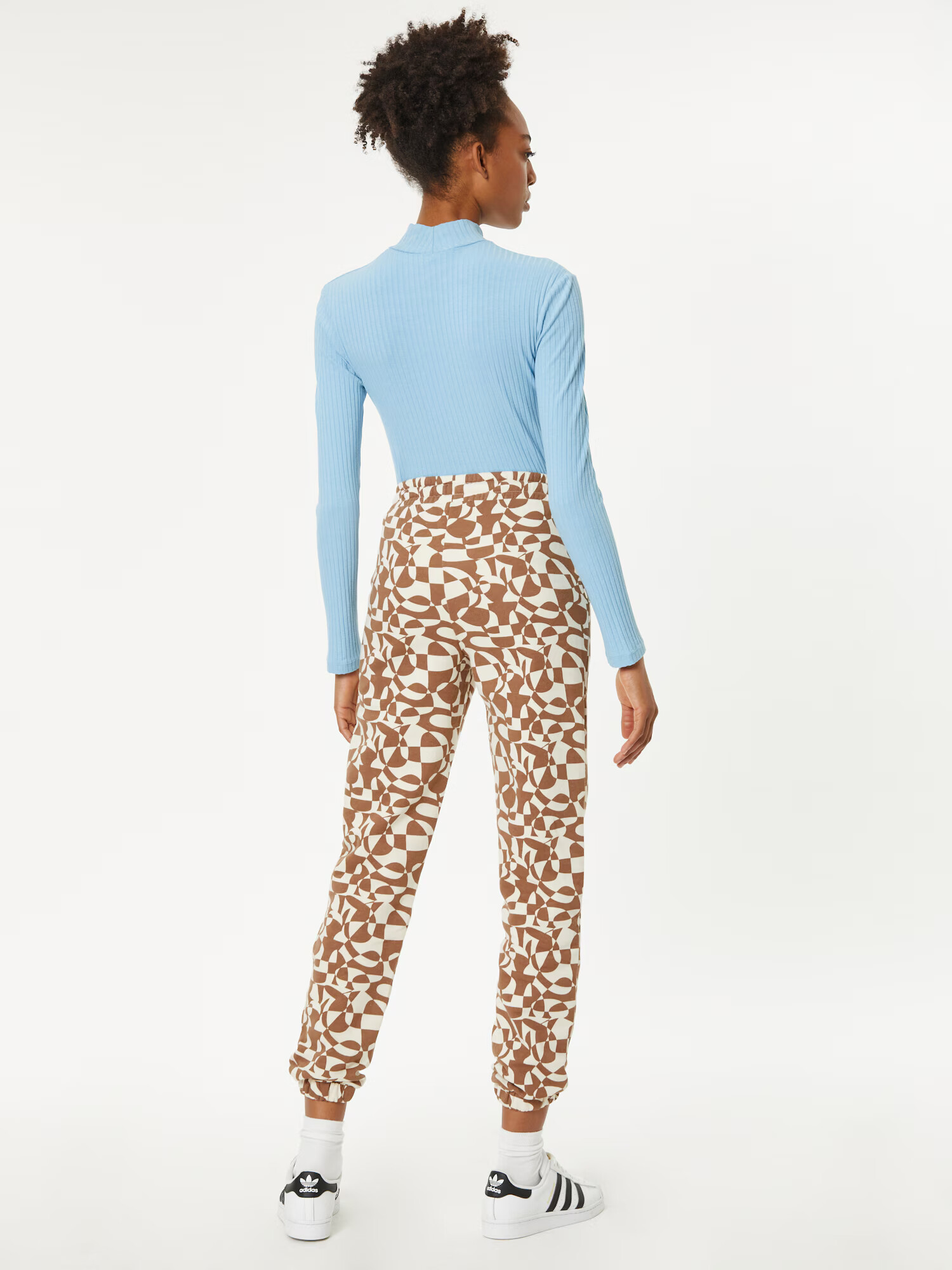 Monki Pantaloni maro deschis / alb - Pled.ro