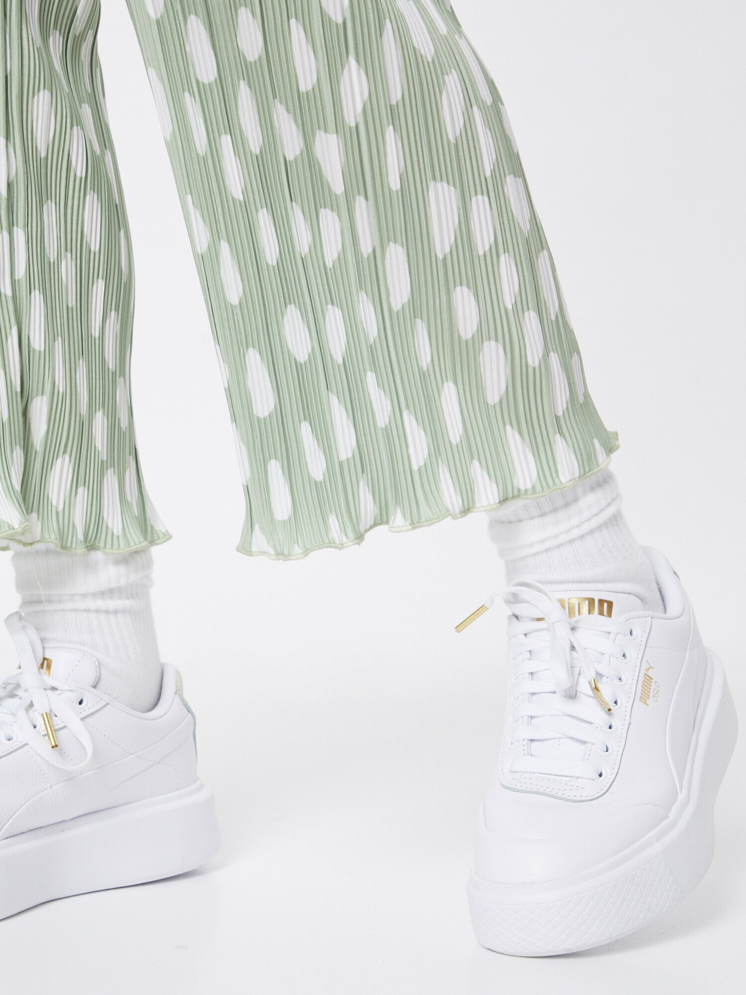 Monki Pantaloni verde deschis / alb - Pled.ro