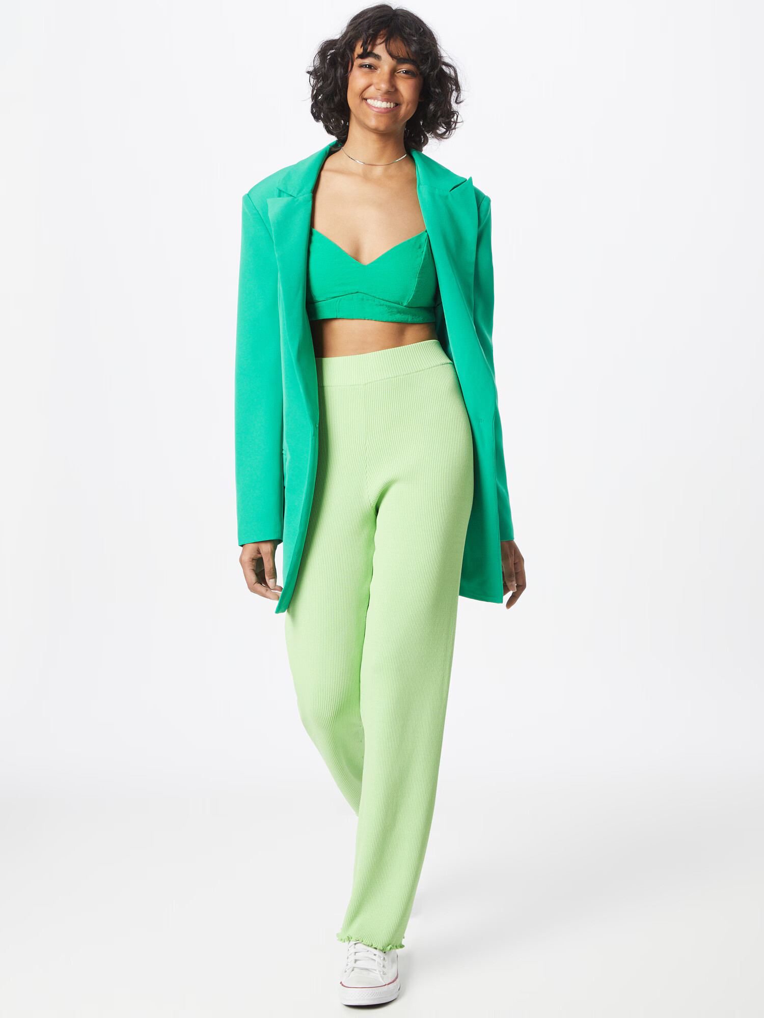 Monki Pantaloni verde deschis - Pled.ro