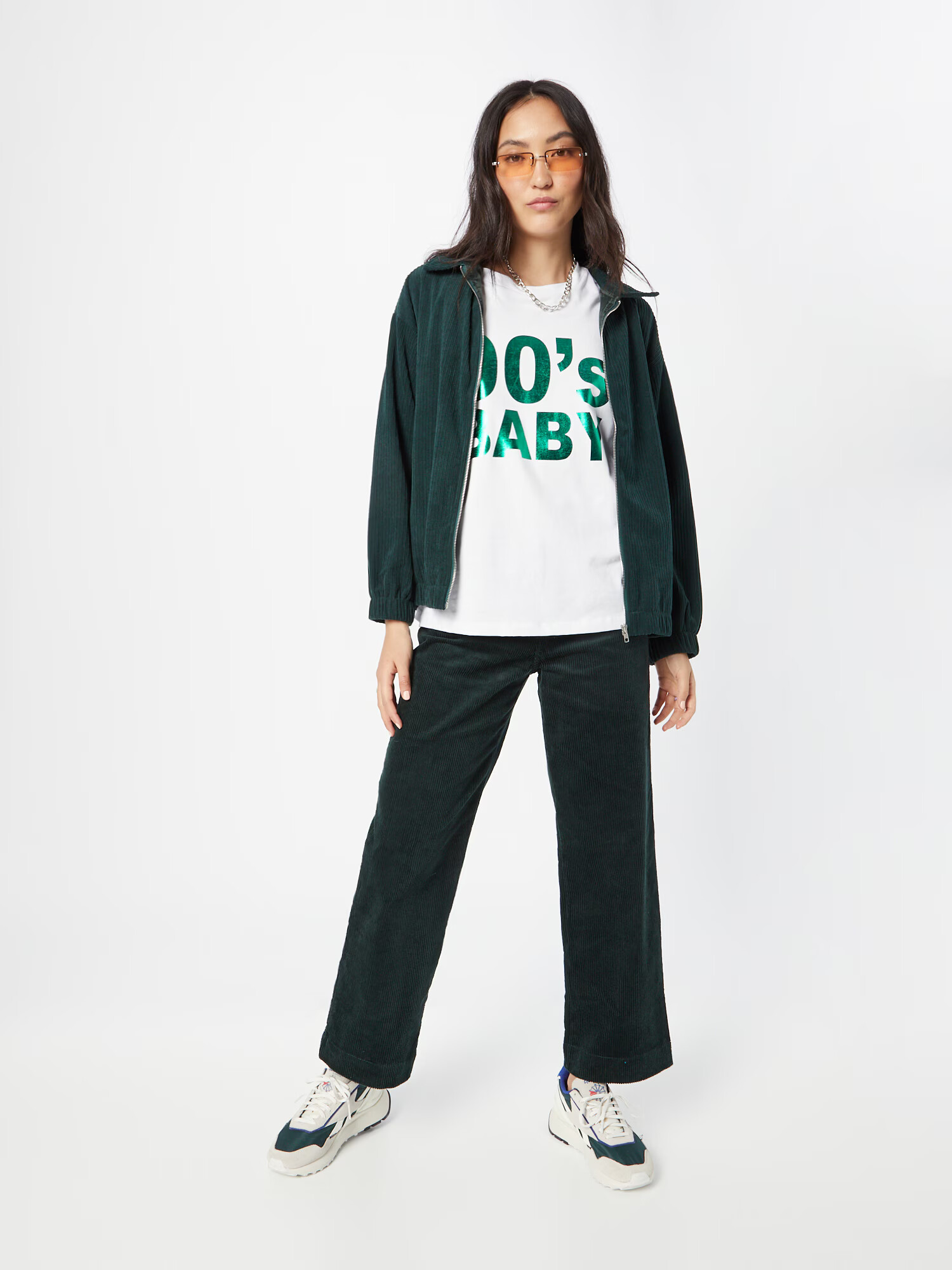 Monki Pantaloni verde închis - Pled.ro