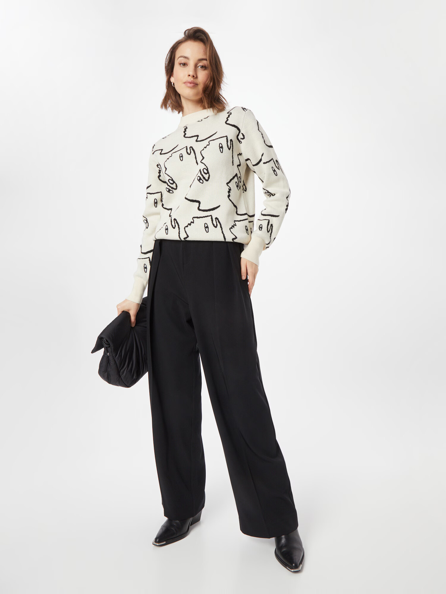 Monki Pulover negru / alb - Pled.ro