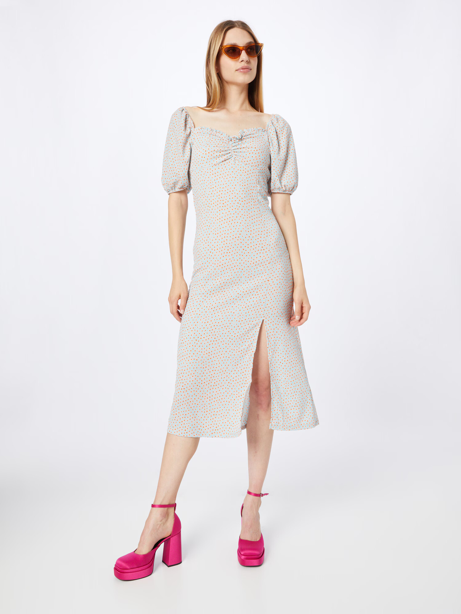 Monki Rochie albastru deschis / portocaliu / roz - Pled.ro