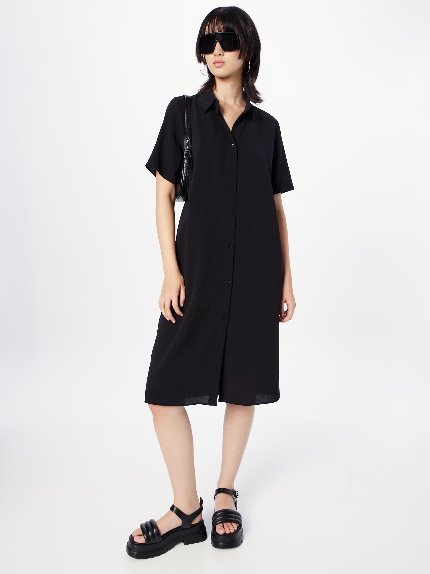 Monki Rochie tip bluză negru - Pled.ro