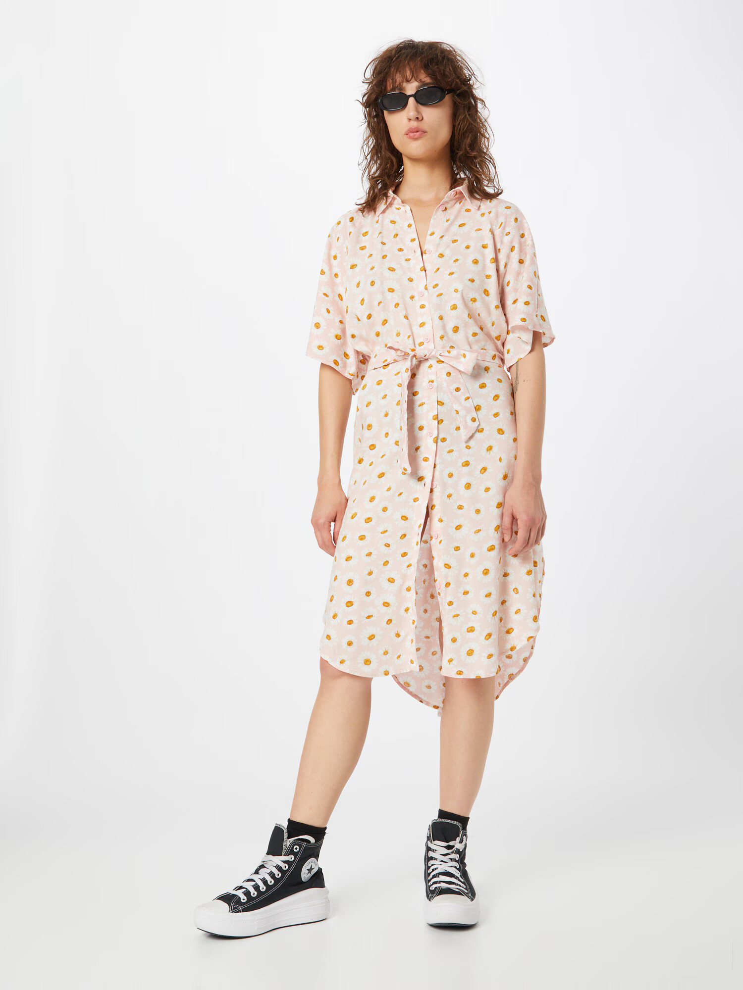 Monki Rochie tip bluză galben curry / rosé / alb - Pled.ro