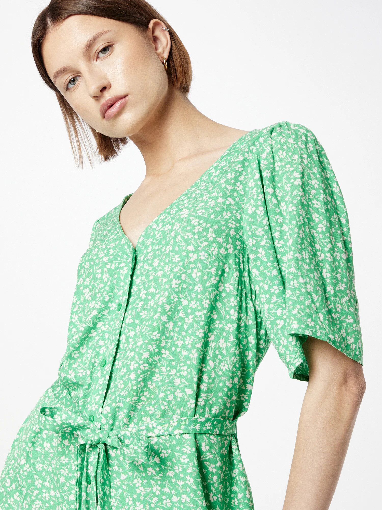 Monki Rochie tip bluză verde deschis / alb - Pled.ro