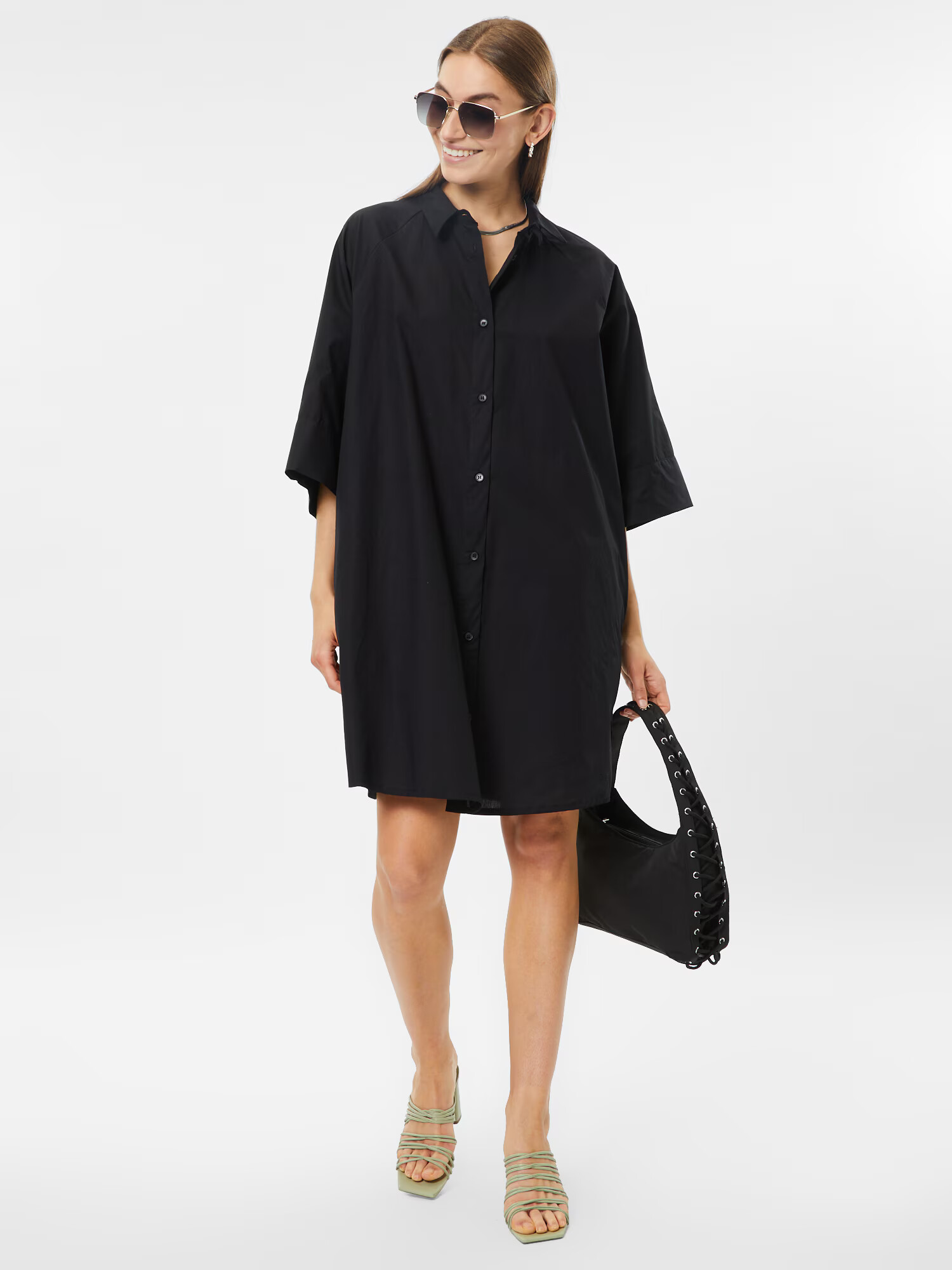 Monki Rochie tip bluză negru - Pled.ro