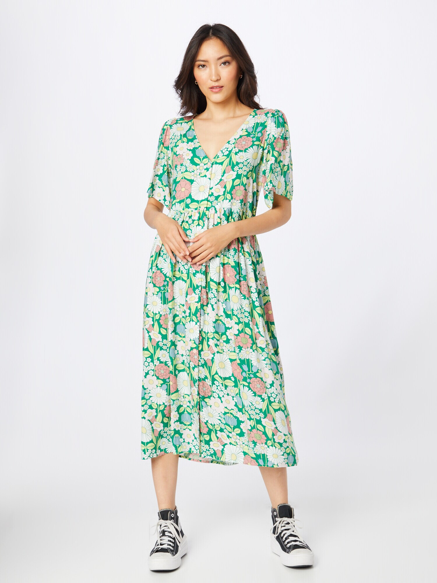 Monki Rochie tip bluză galben / verde / roz / alb - Pled.ro