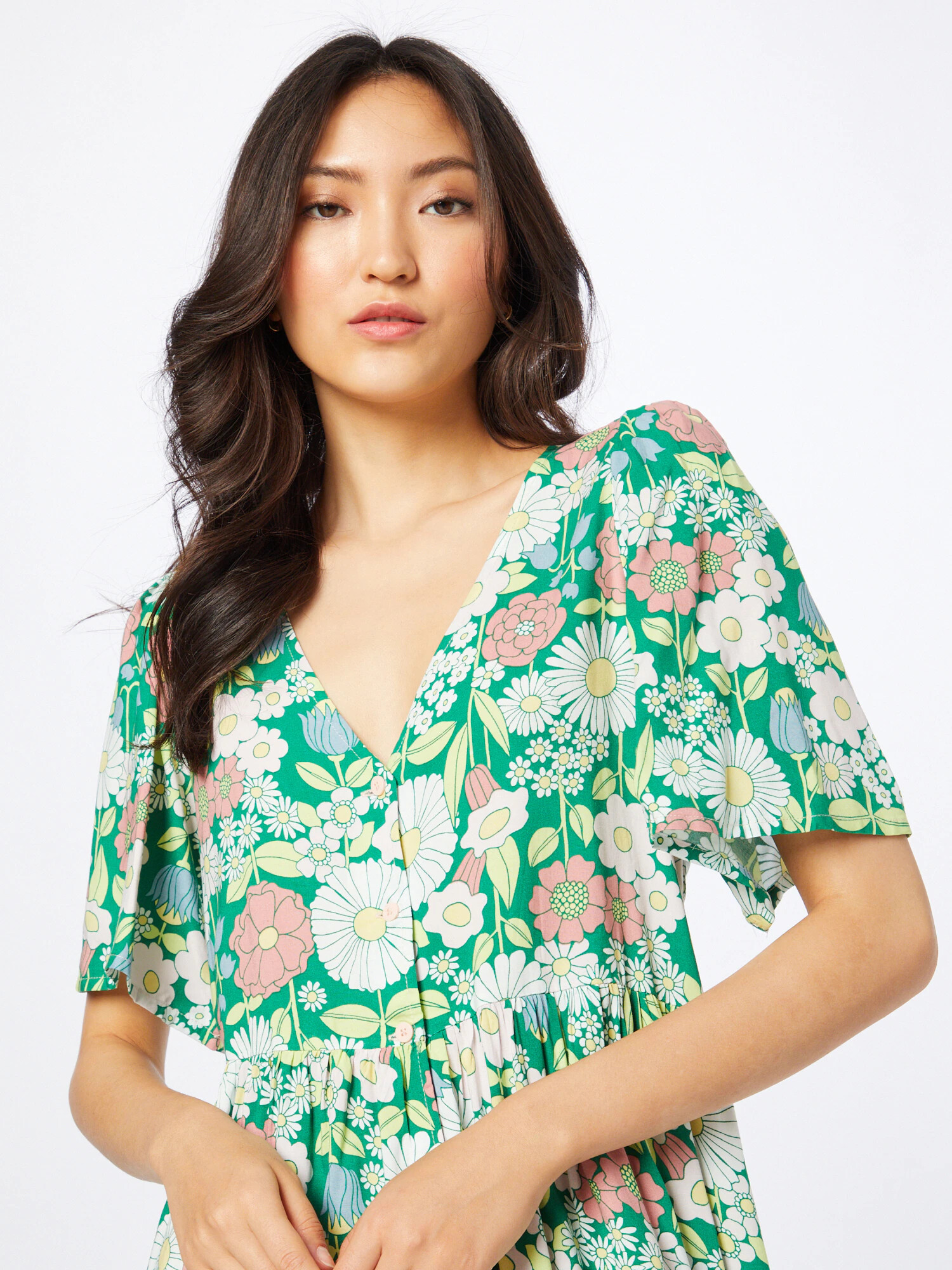 Monki Rochie tip bluză galben / verde / roz / alb - Pled.ro