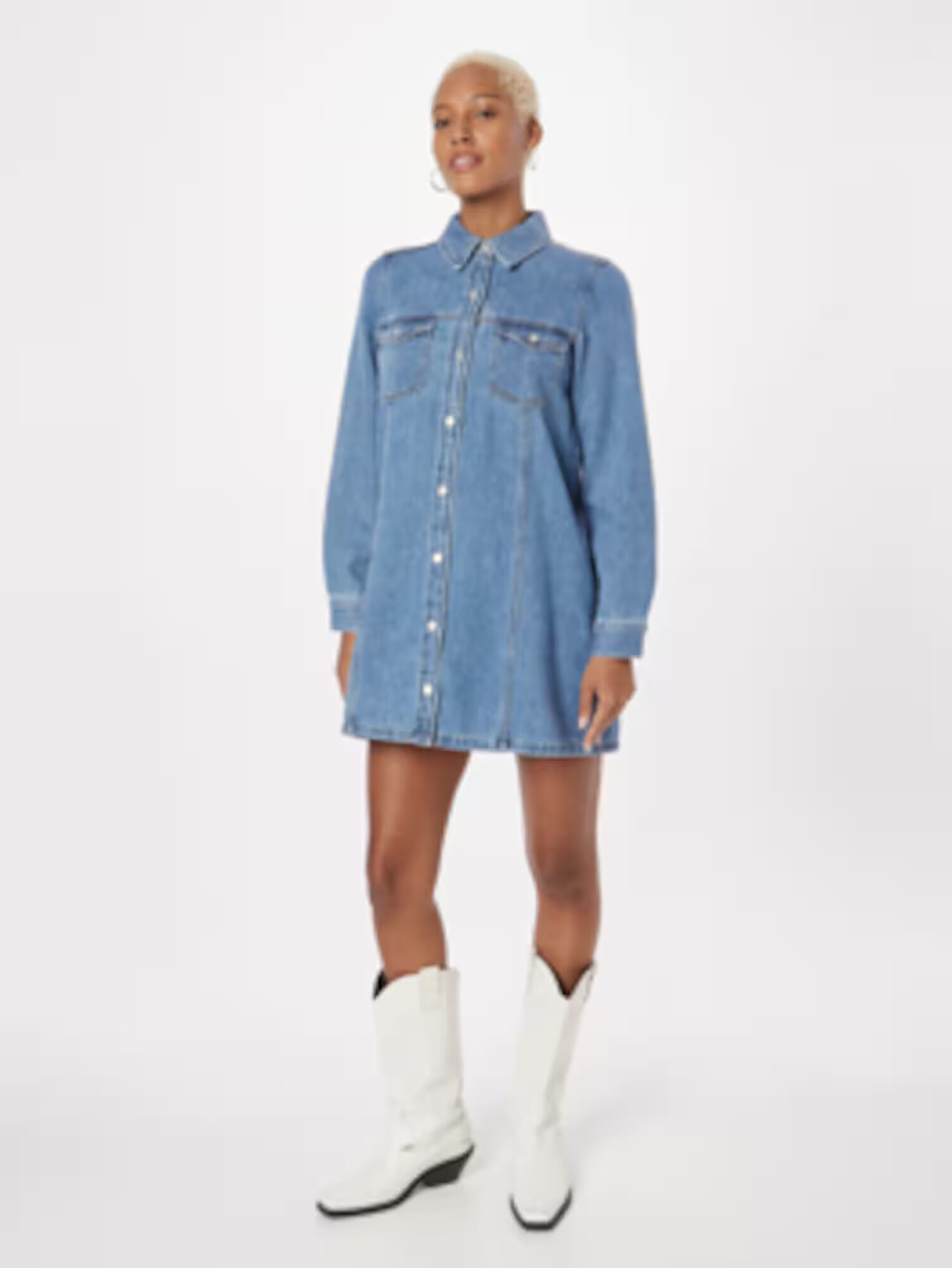 Monki Rochie tip bluză albastru denim - Pled.ro