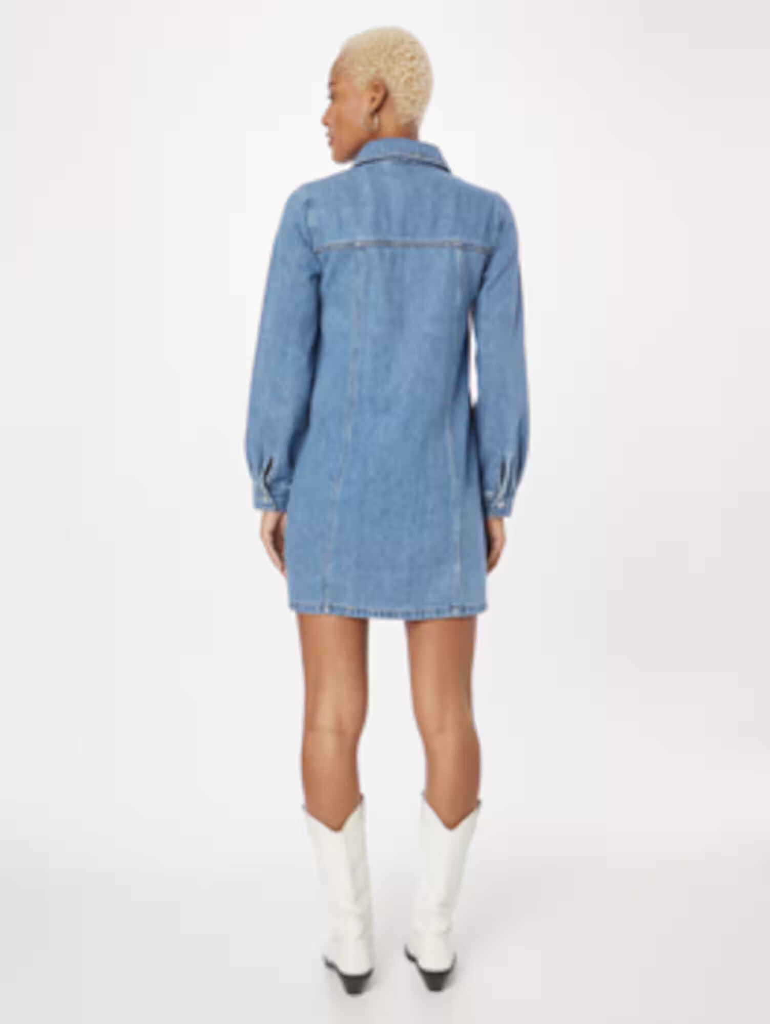 Monki Rochie tip bluză albastru denim - Pled.ro