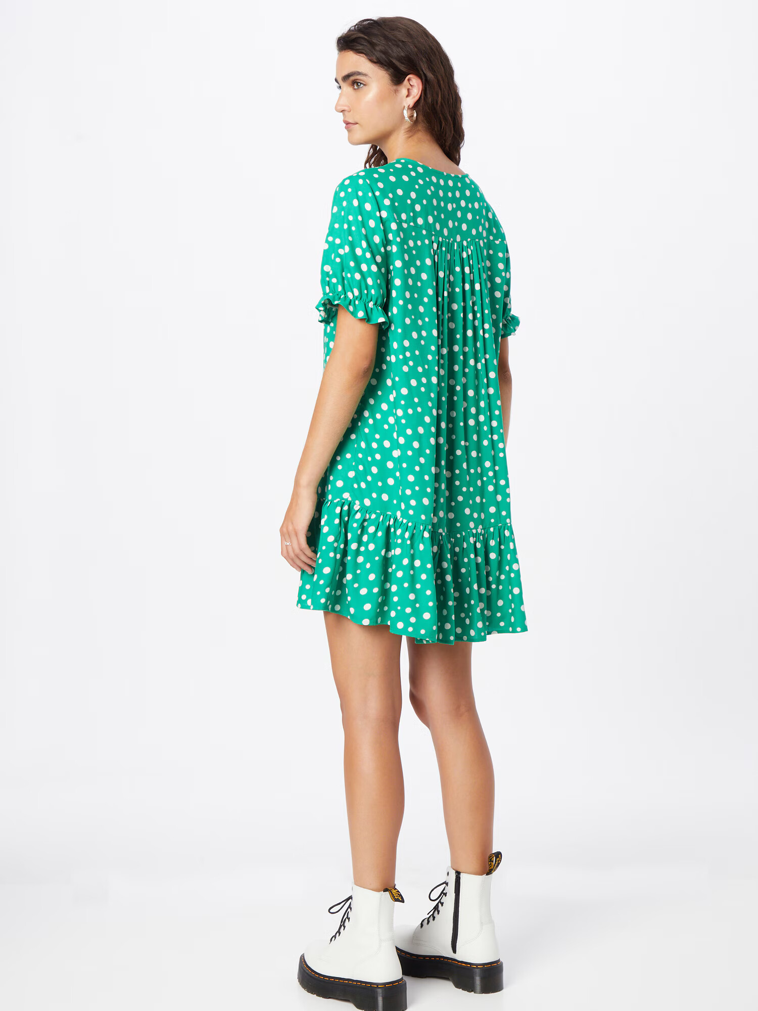 Monki Rochie tip bluză verde / alb - Pled.ro