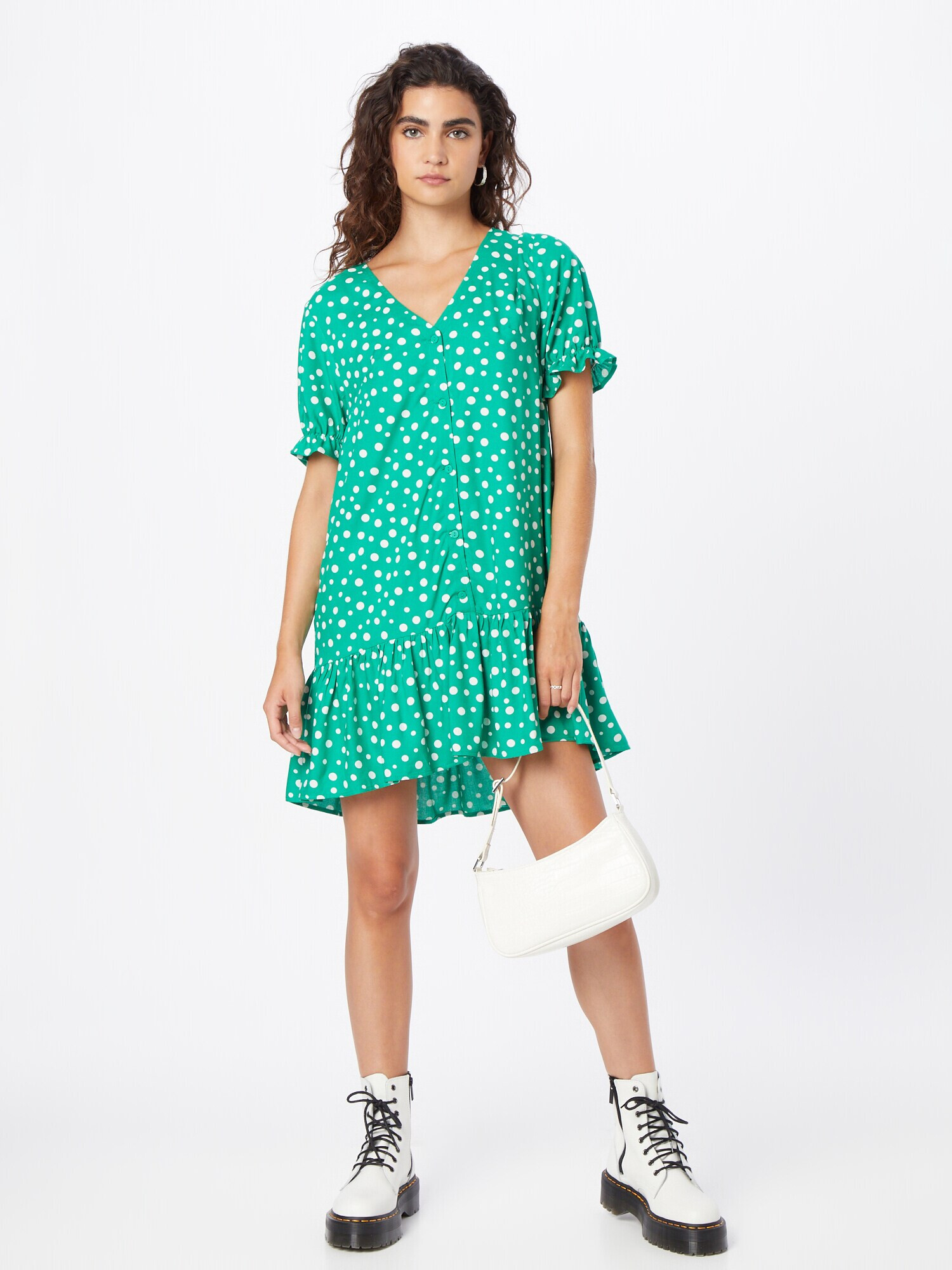 Monki Rochie tip bluză verde / alb - Pled.ro