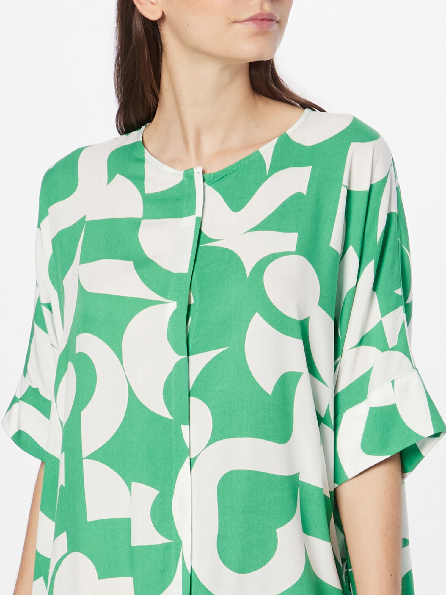 Monki Rochie tip bluză verde jad / alb - Pled.ro