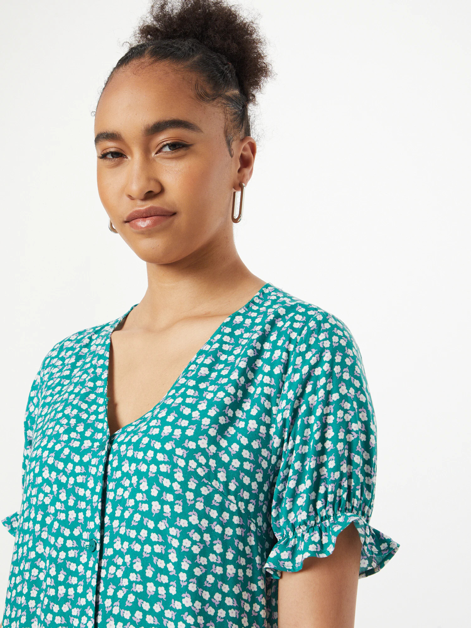 Monki Rochie tip bluză verde jad / mov pastel / alb - Pled.ro