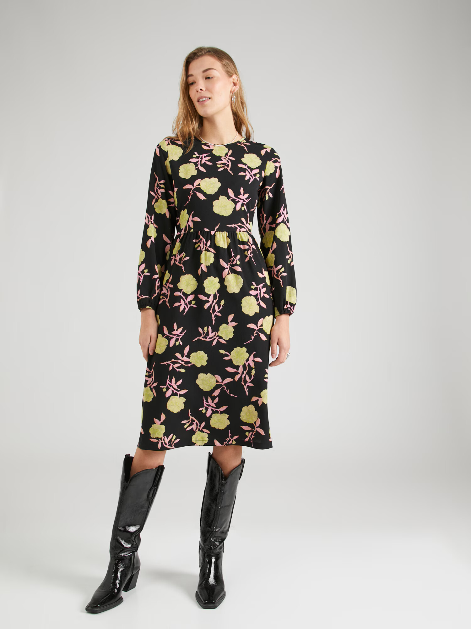 Monki Rochie verde măr / roz / negru - Pled.ro