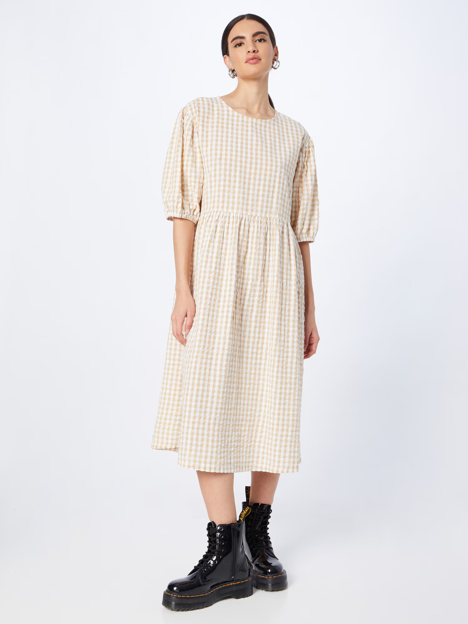 Monki Rochie bej deschis / alb - Pled.ro