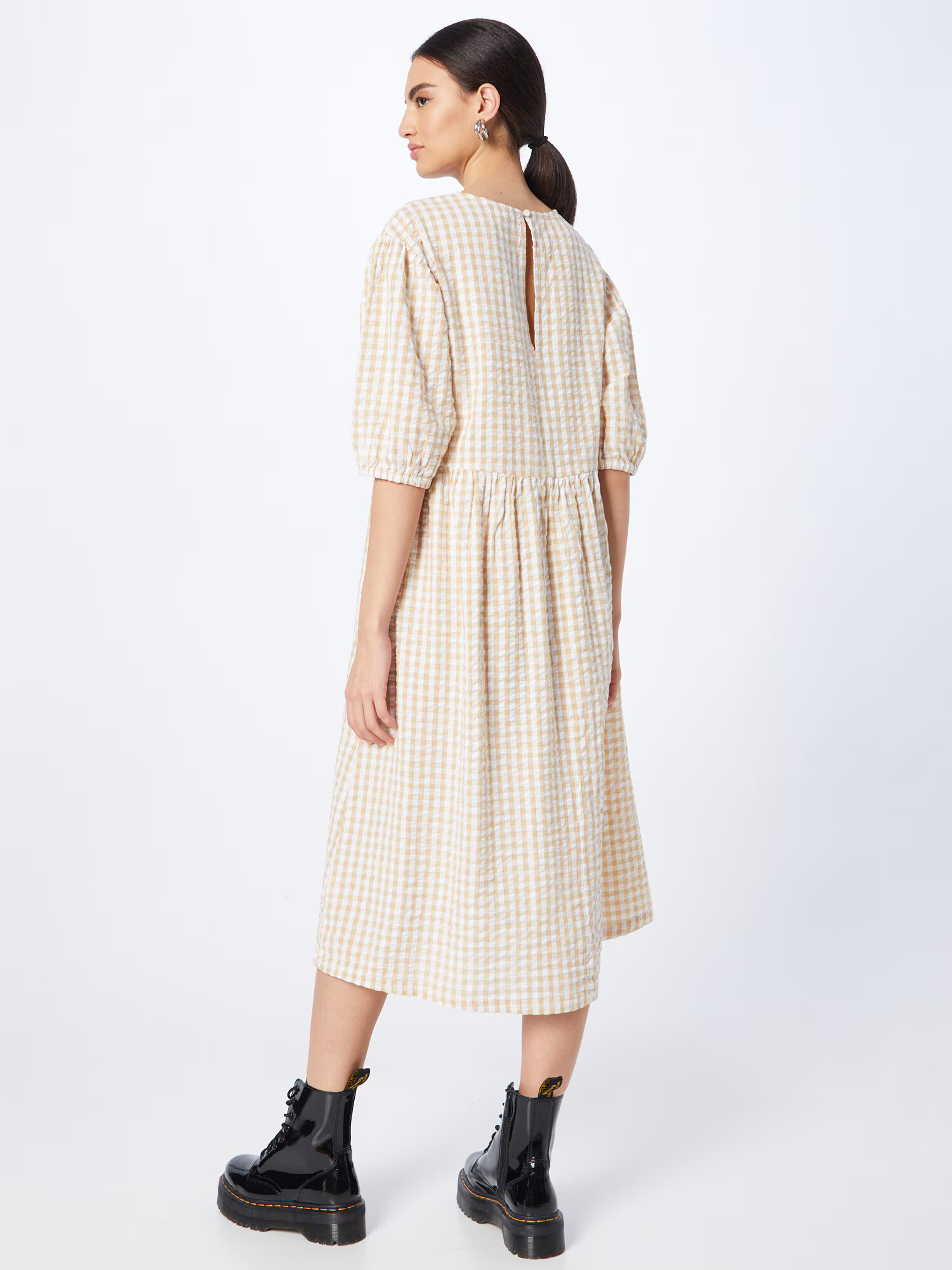 Monki Rochie bej deschis / alb - Pled.ro