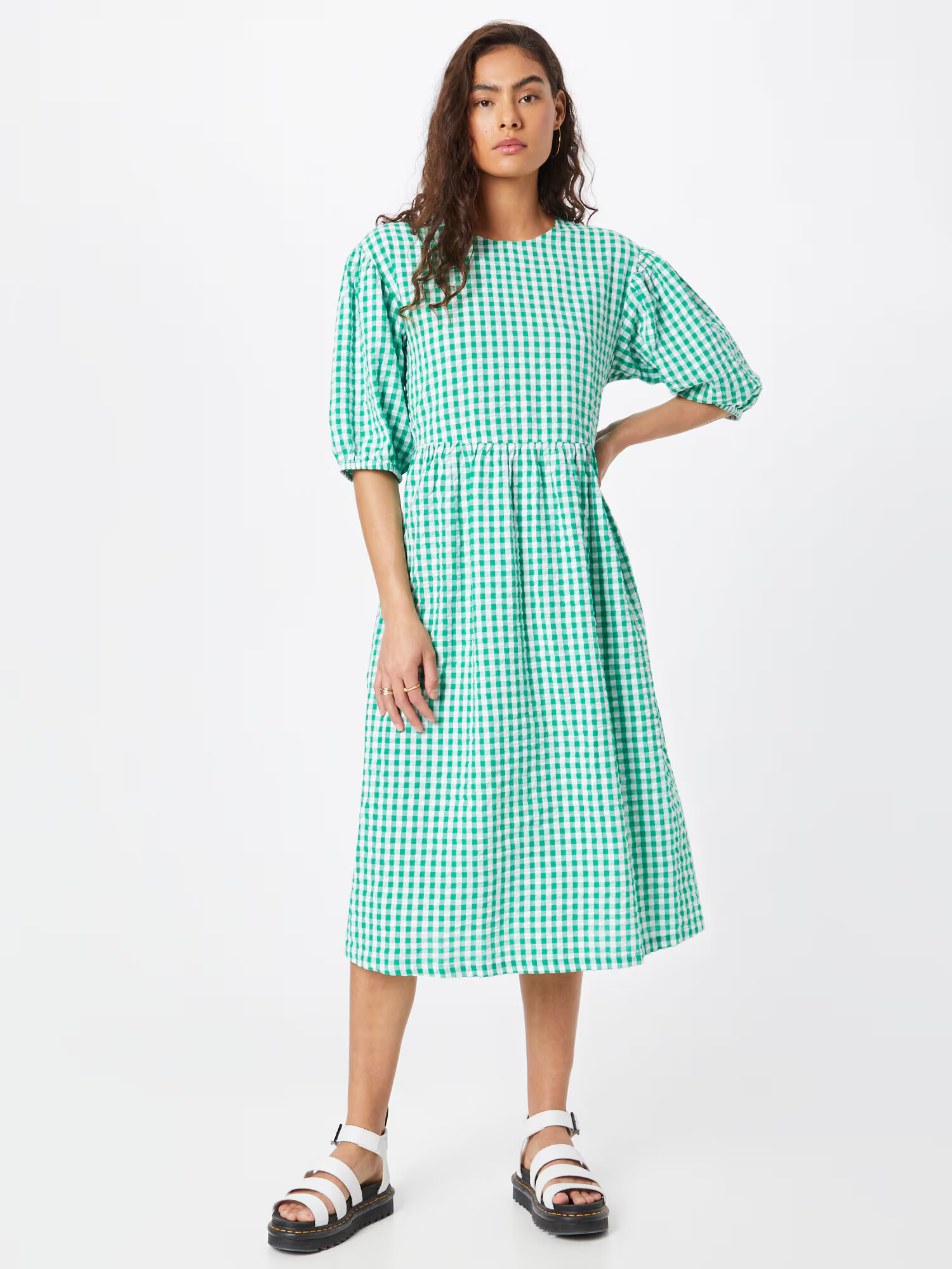 Monki Rochie verde / alb - Pled.ro