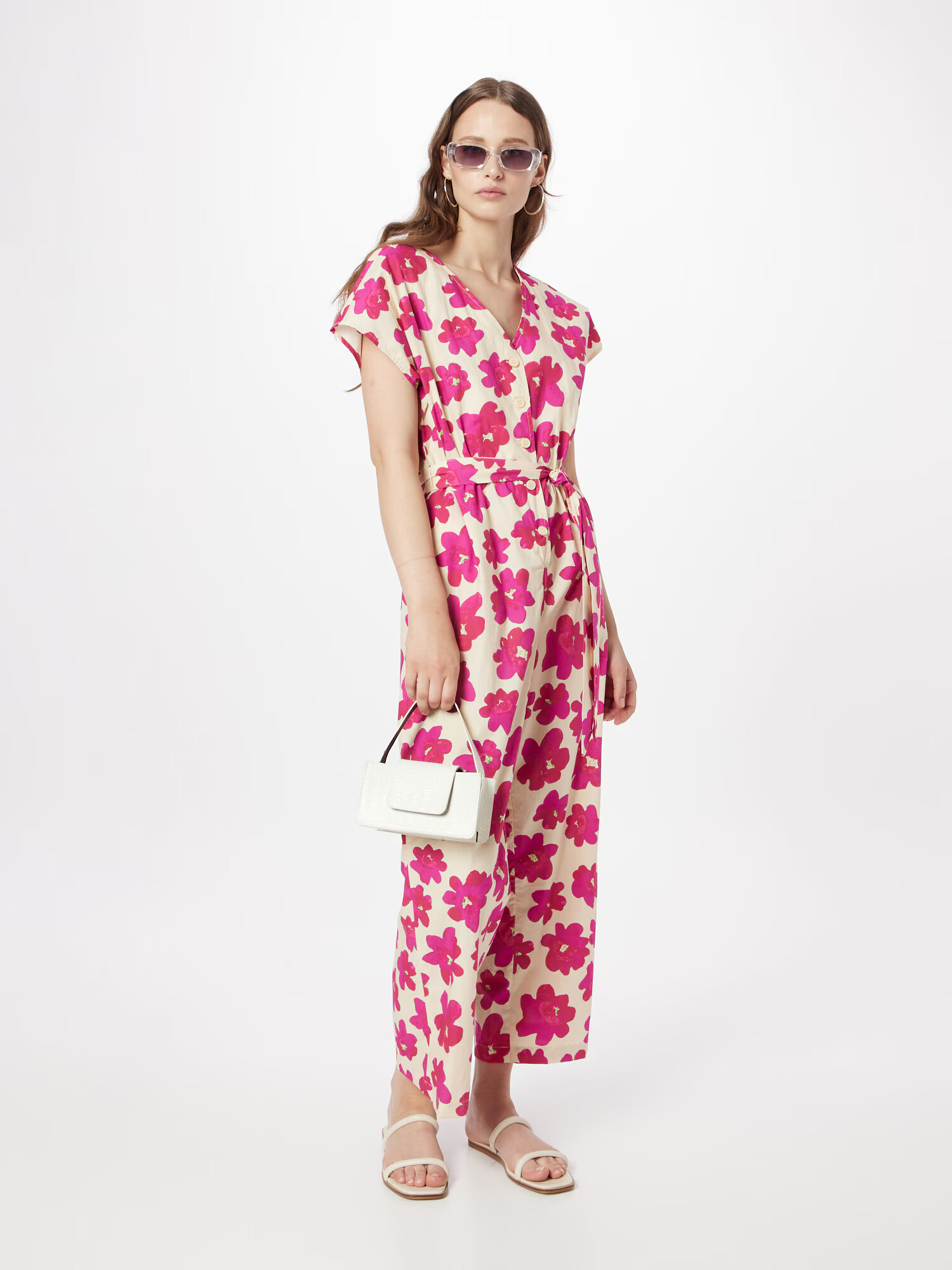 Monki Salopeta galben pastel / roz / fucsia - Pled.ro