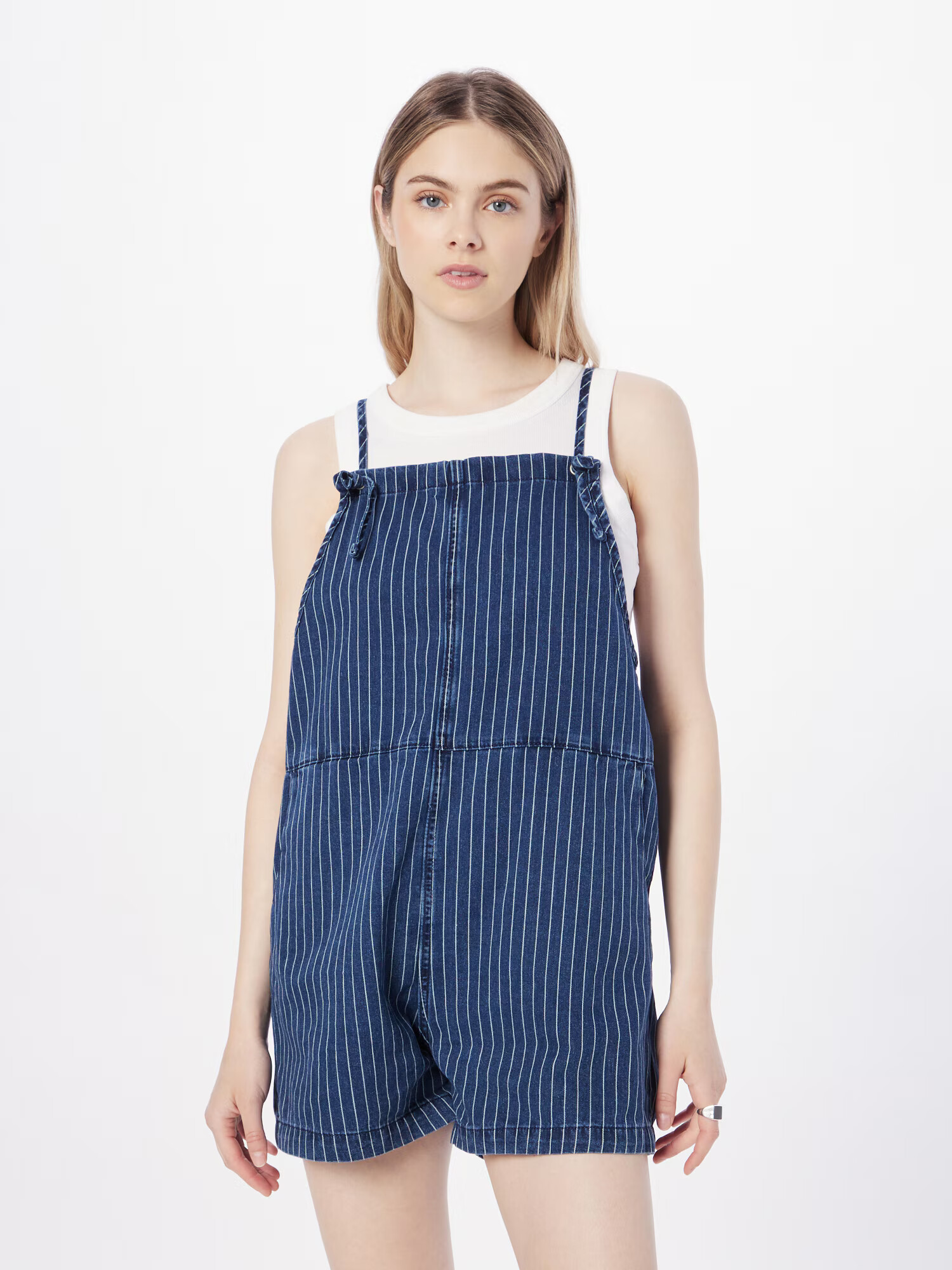 Monki Salopeta albastru denim / alb - Pled.ro