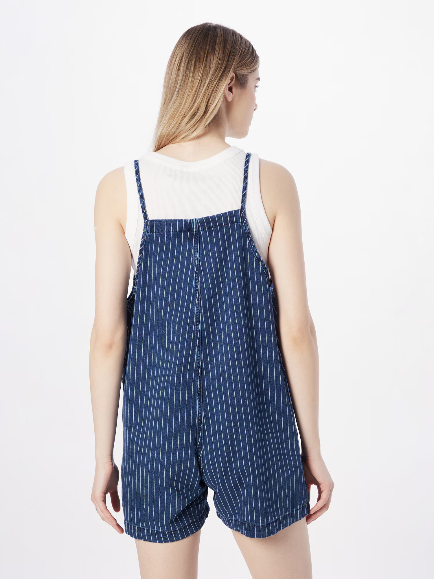 Monki Salopeta albastru denim / alb - Pled.ro